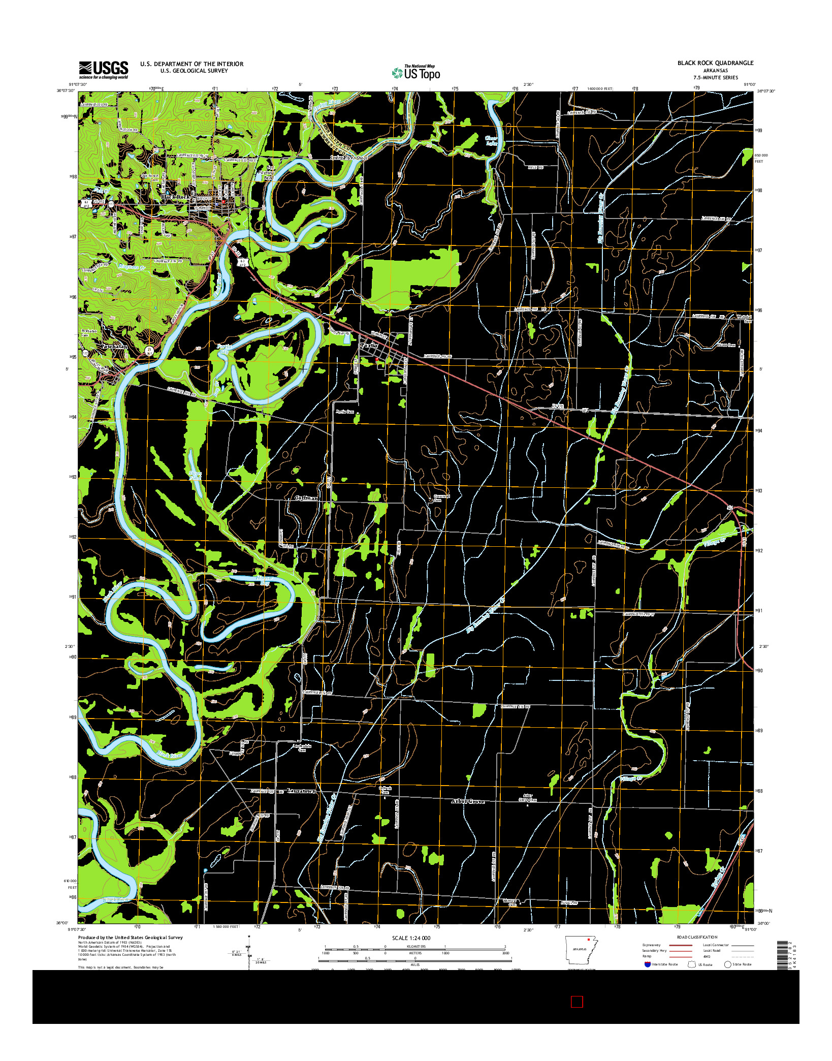 USGS US TOPO 7.5-MINUTE MAP FOR BLACK ROCK, AR 2014