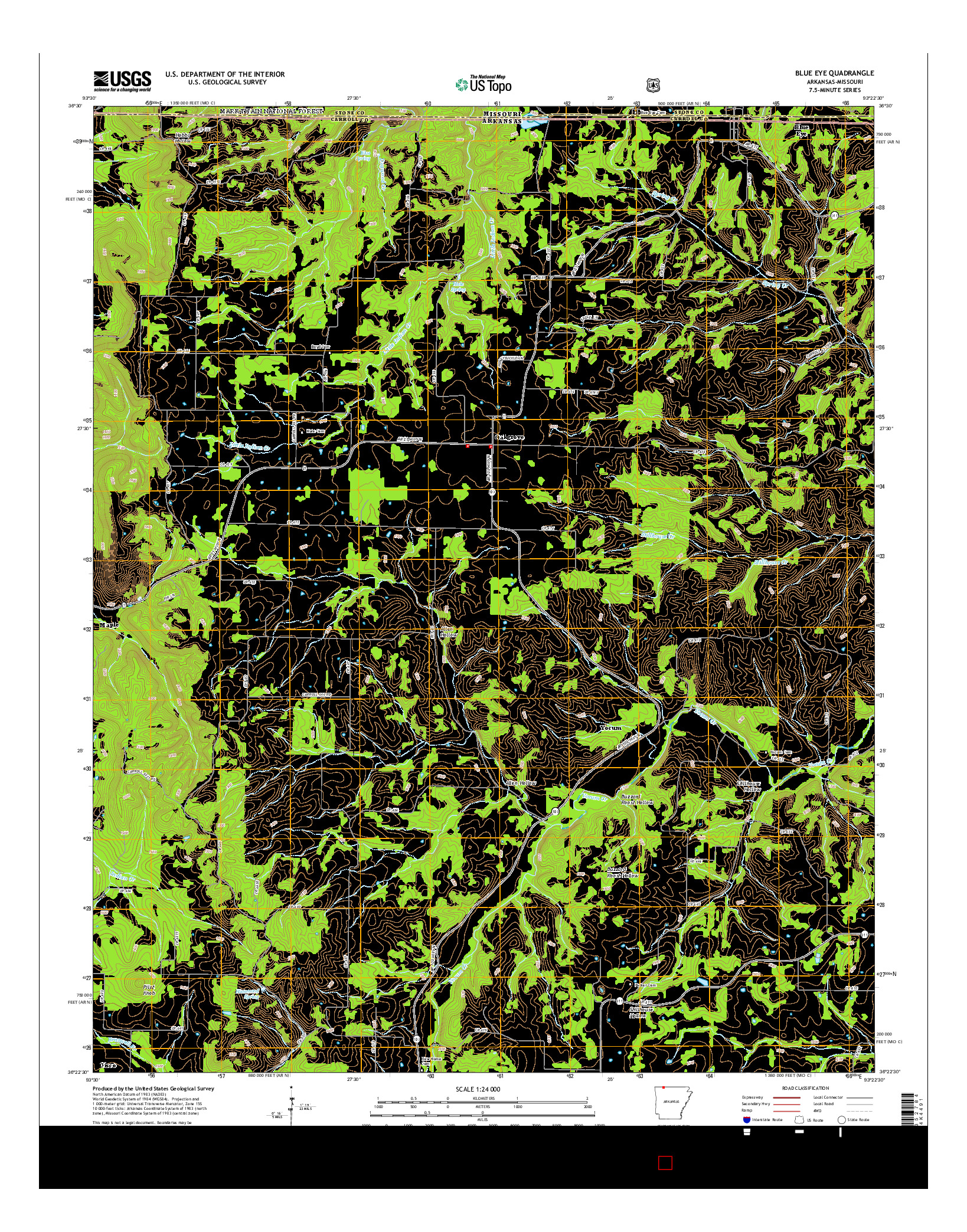 USGS US TOPO 7.5-MINUTE MAP FOR BLUE EYE, AR-MO 2014