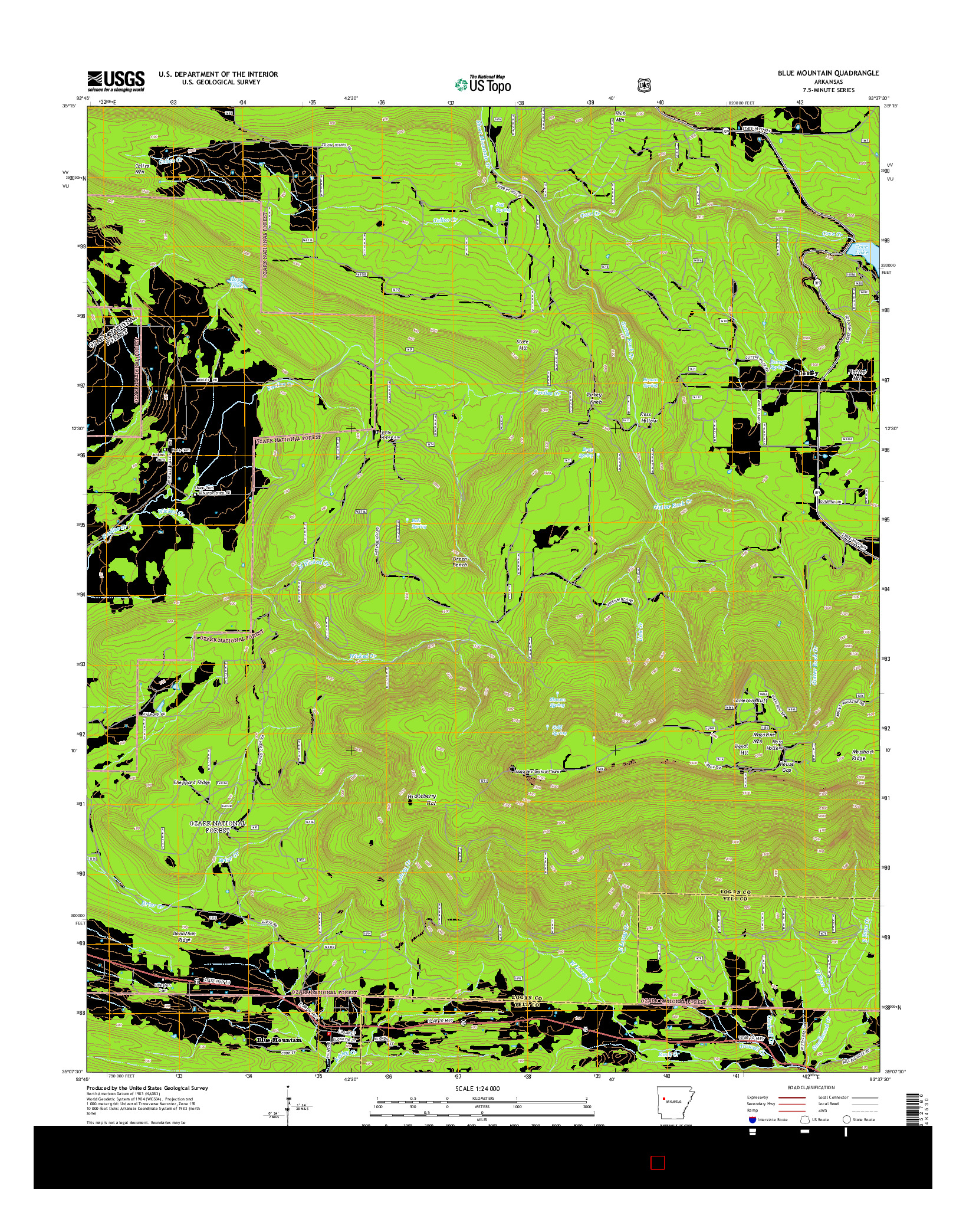 USGS US TOPO 7.5-MINUTE MAP FOR BLUE MOUNTAIN, AR 2014