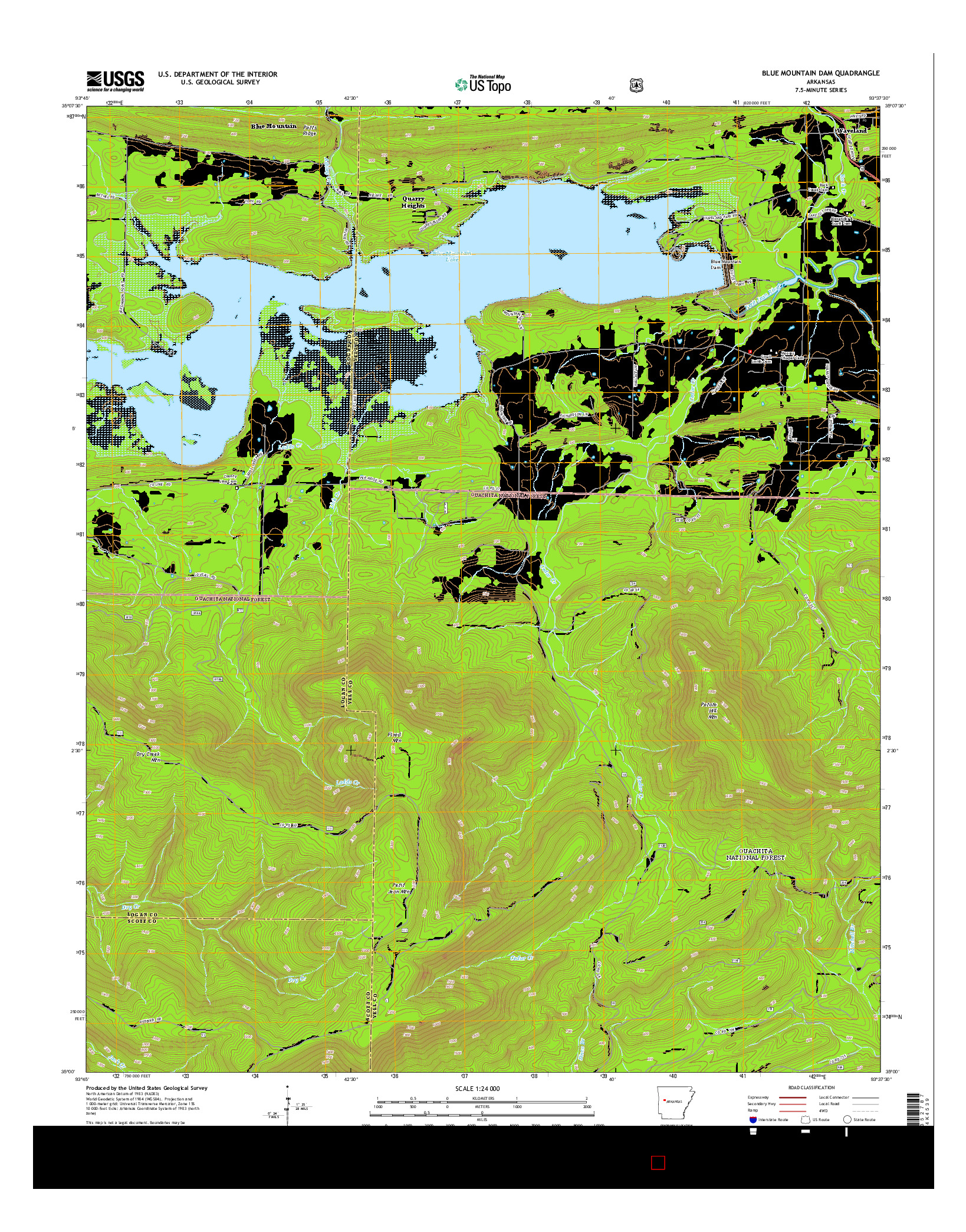 USGS US TOPO 7.5-MINUTE MAP FOR BLUE MOUNTAIN DAM, AR 2014