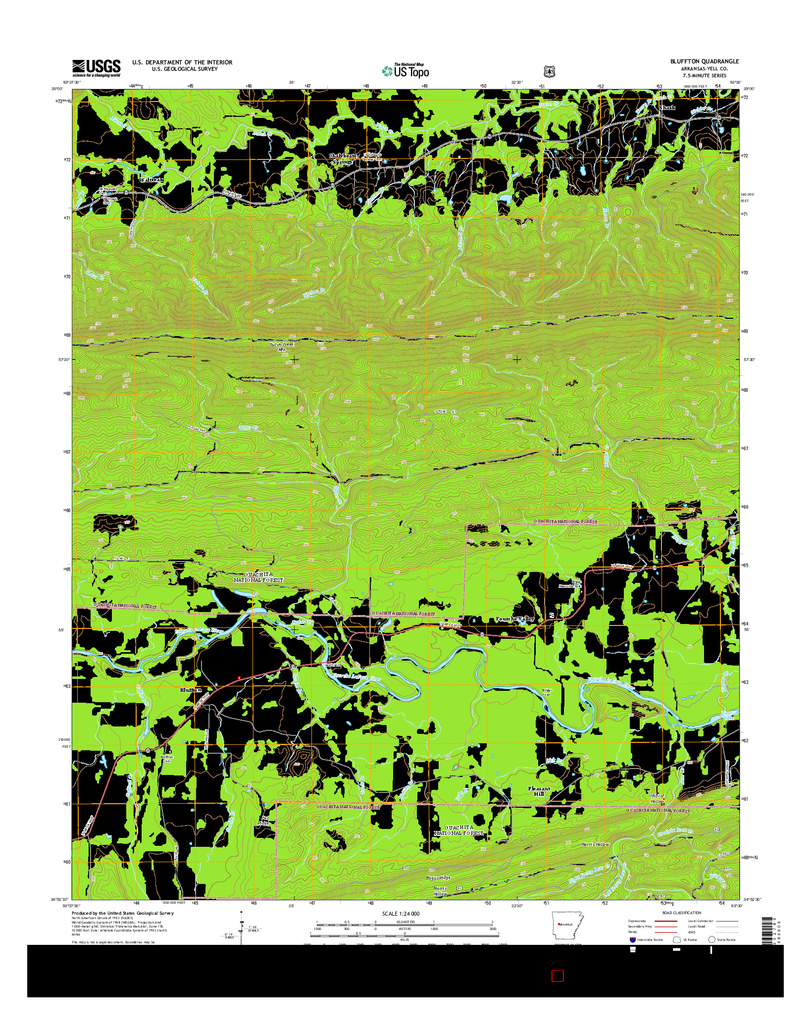 USGS US TOPO 7.5-MINUTE MAP FOR BLUFFTON, AR 2014