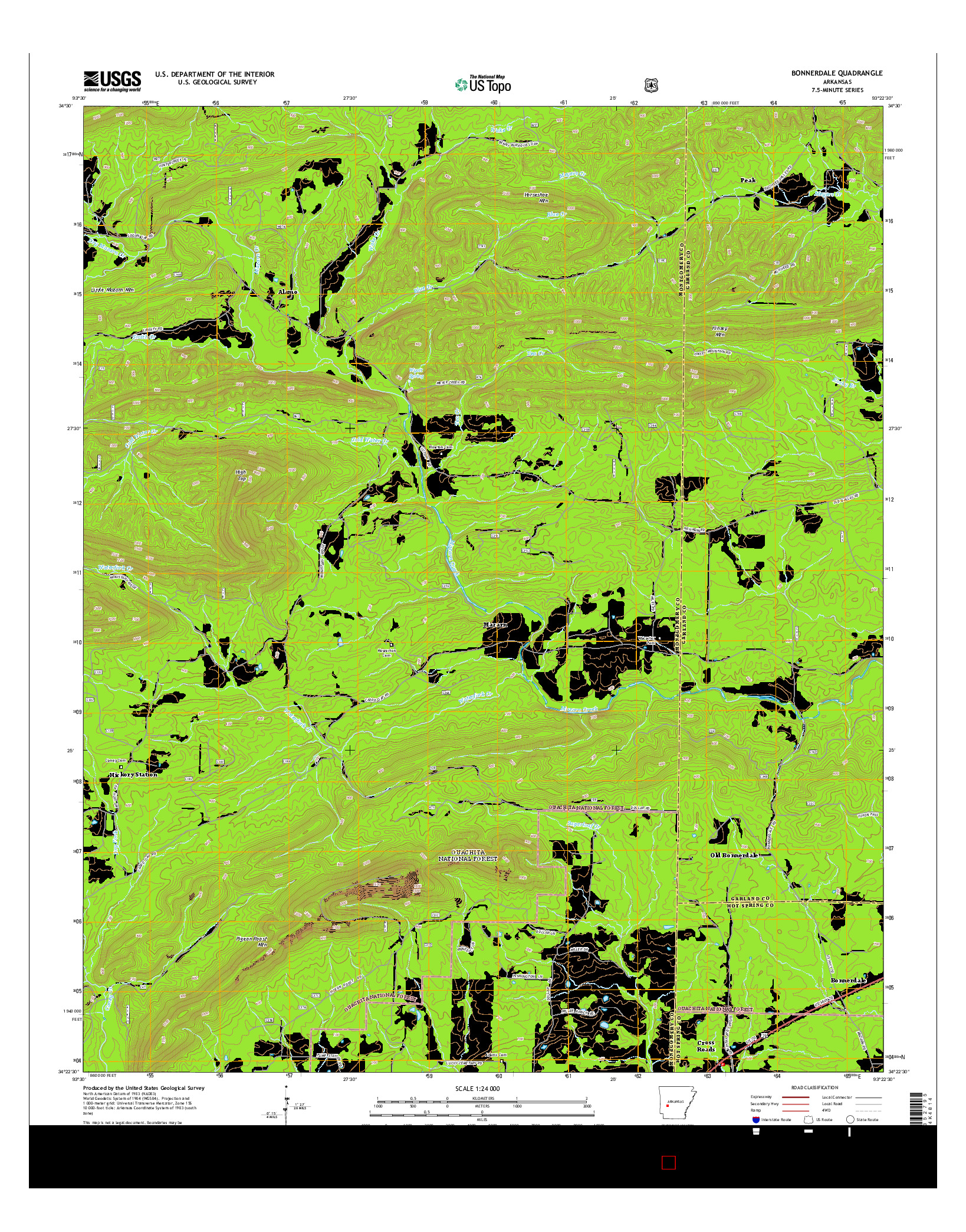 USGS US TOPO 7.5-MINUTE MAP FOR BONNERDALE, AR 2014