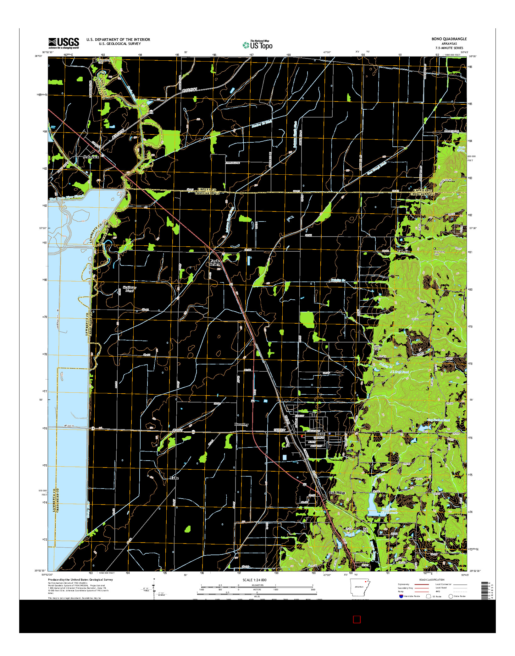 USGS US TOPO 7.5-MINUTE MAP FOR BONO, AR 2014