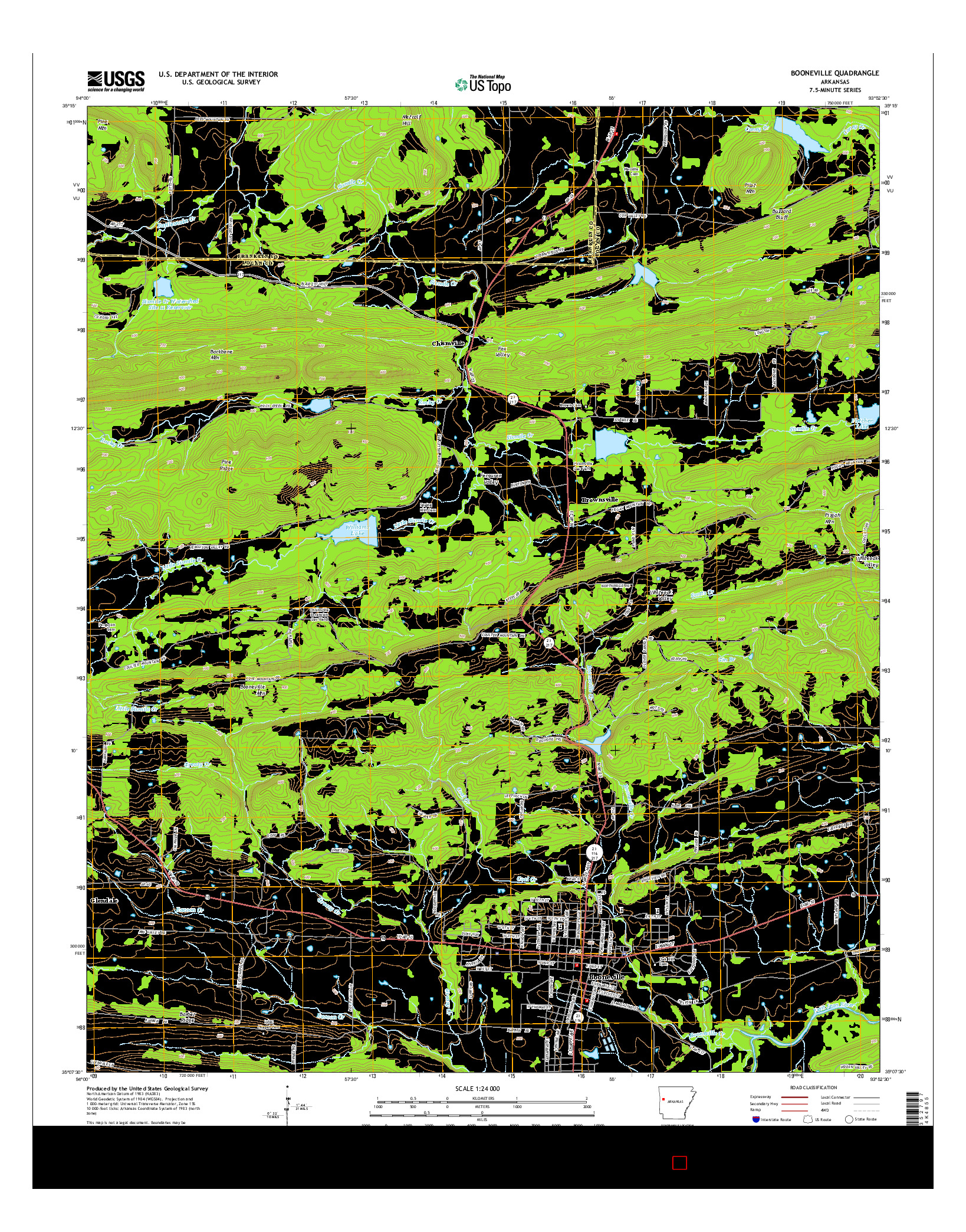 USGS US TOPO 7.5-MINUTE MAP FOR BOONEVILLE, AR 2014