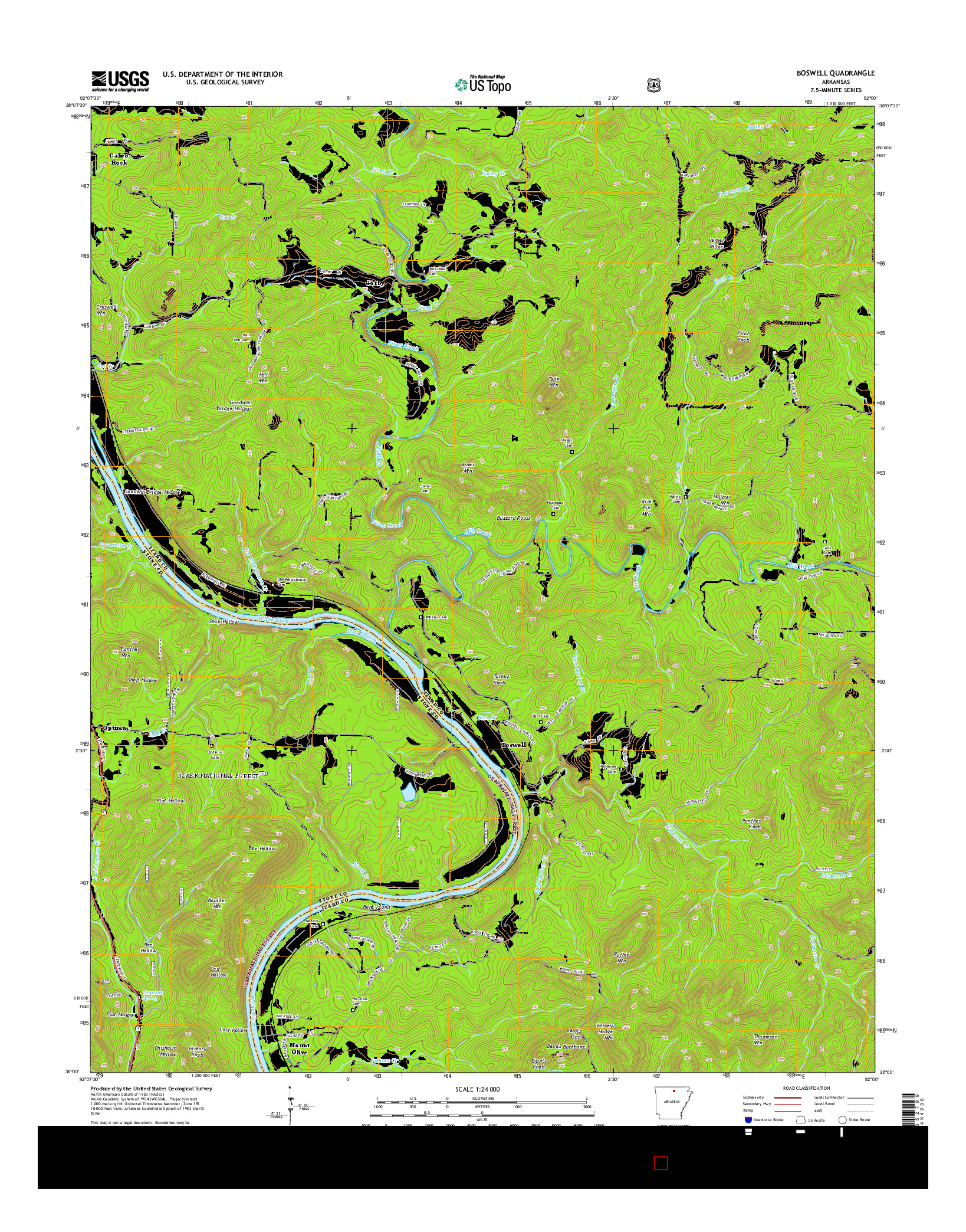 USGS US TOPO 7.5-MINUTE MAP FOR BOSWELL, AR 2014