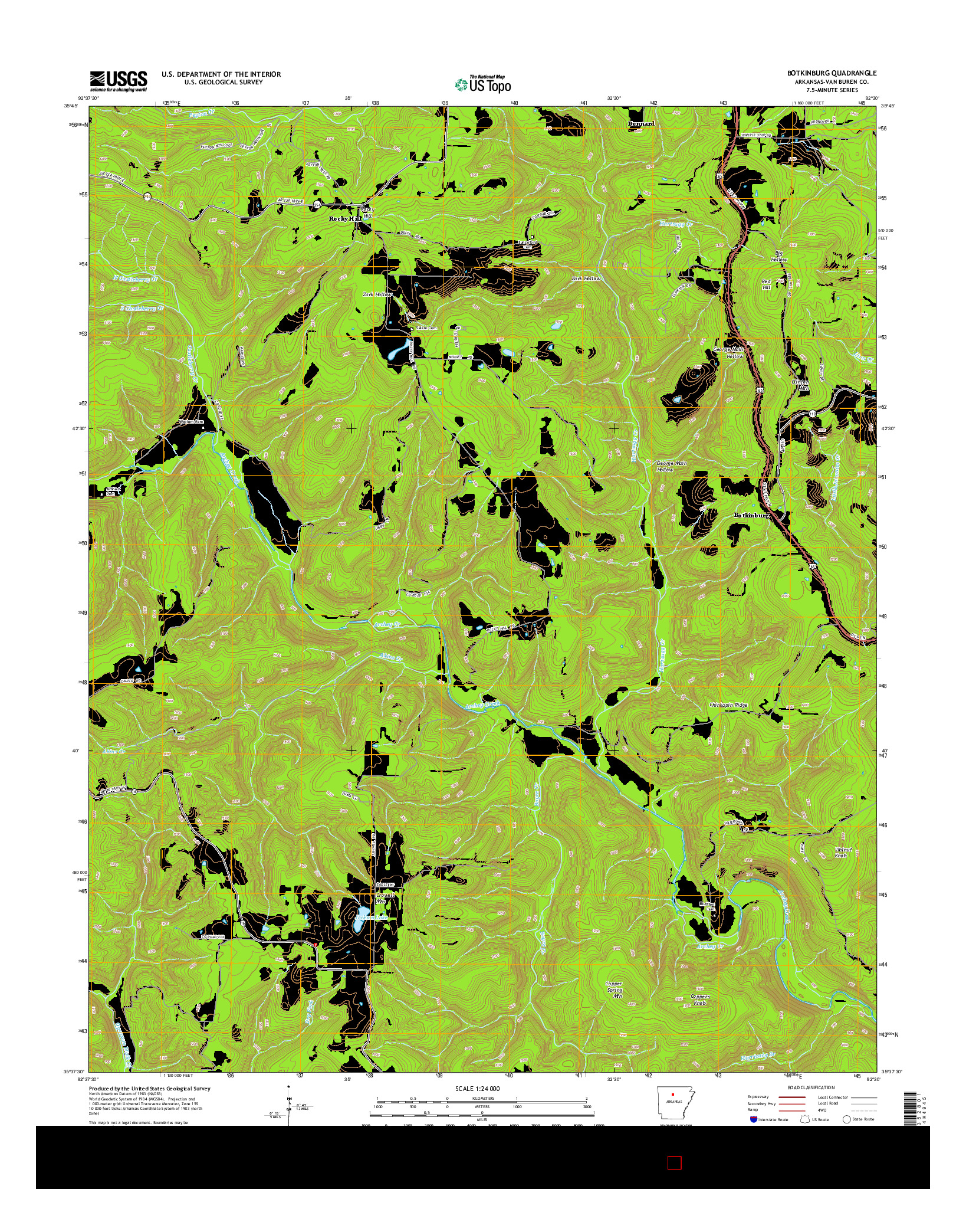 USGS US TOPO 7.5-MINUTE MAP FOR BOTKINBURG, AR 2014