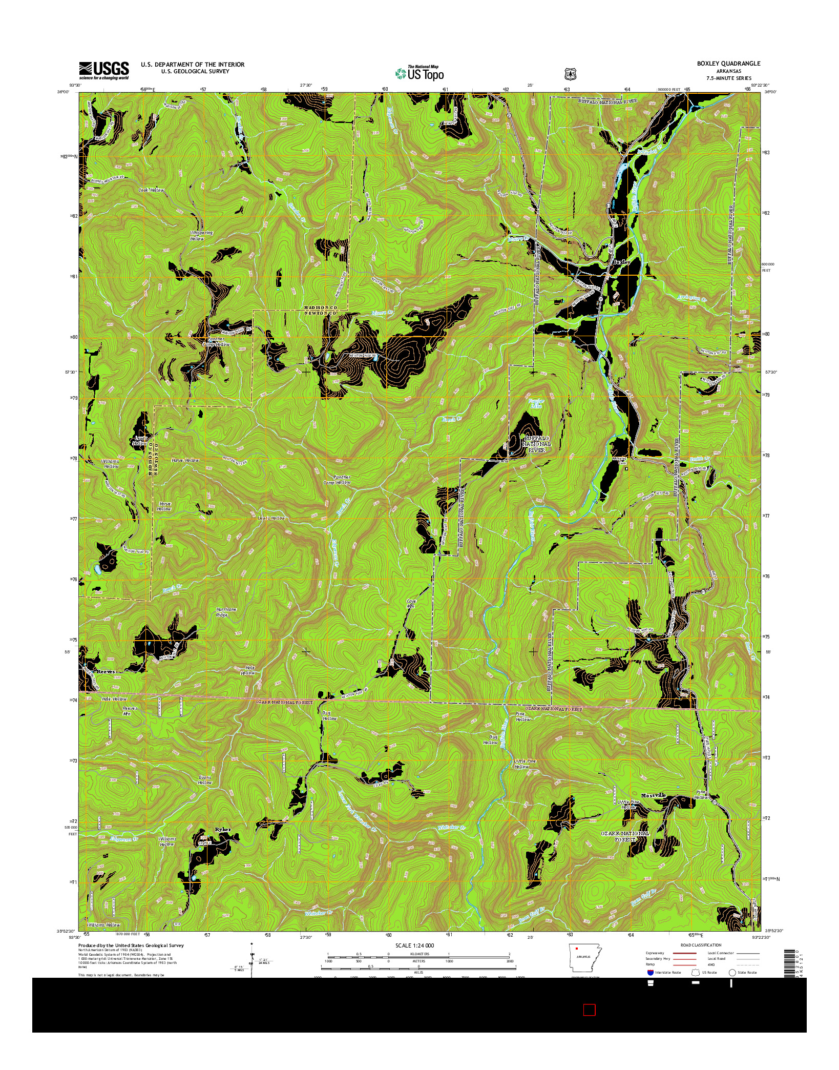 USGS US TOPO 7.5-MINUTE MAP FOR BOXLEY, AR 2014