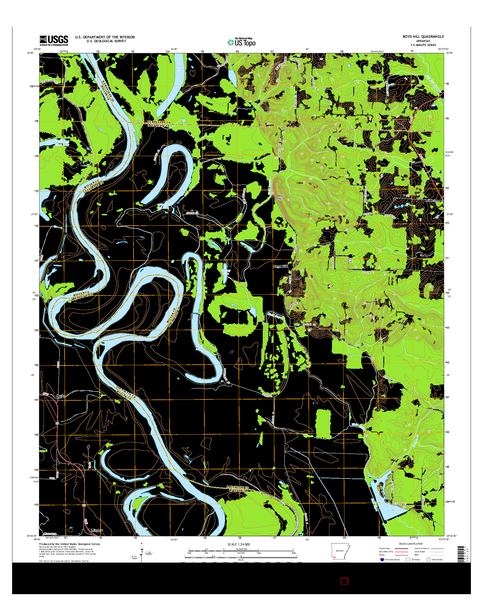 USGS US TOPO 7.5-MINUTE MAP FOR BOYD HILL, AR 2014