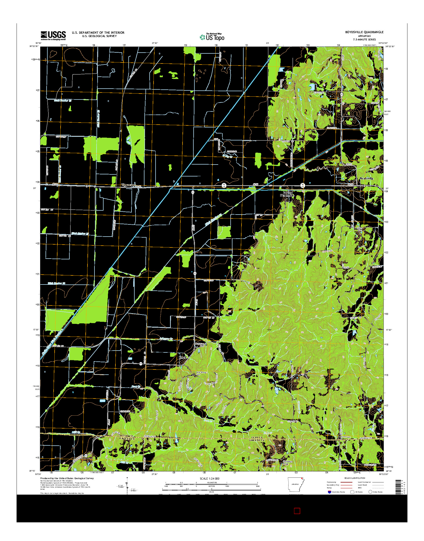USGS US TOPO 7.5-MINUTE MAP FOR BOYDSVILLE, AR 2014