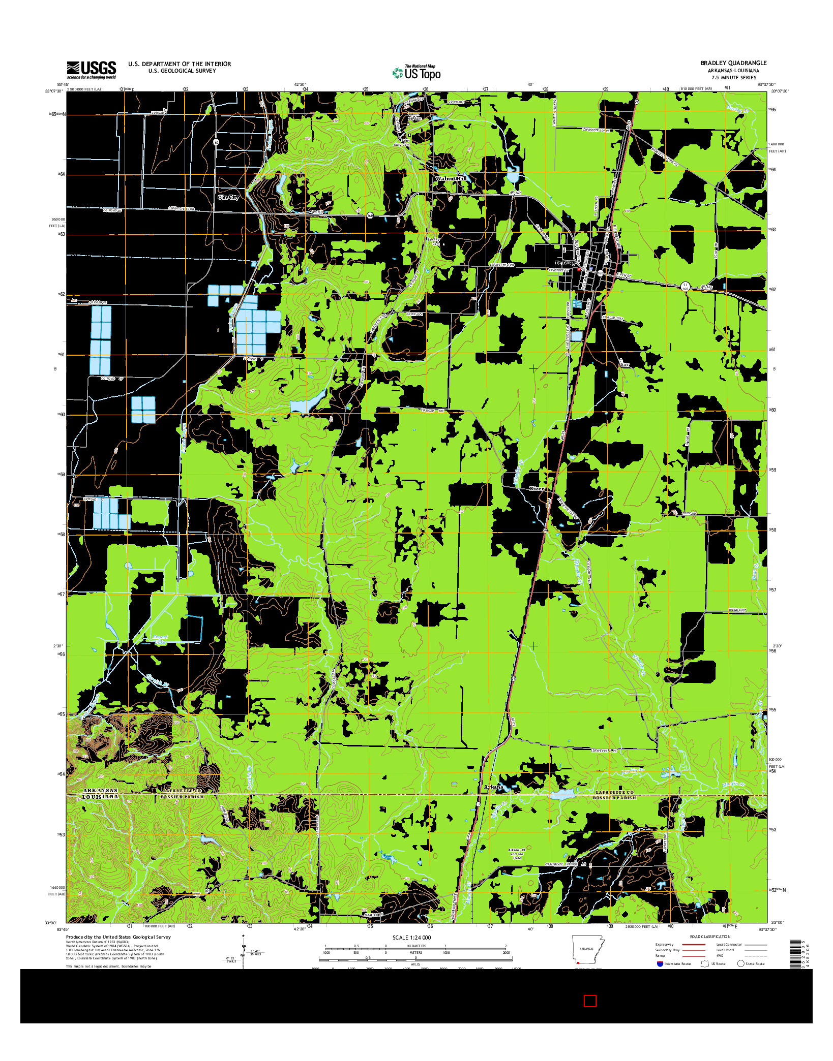 USGS US TOPO 7.5-MINUTE MAP FOR BRADLEY, AR-LA 2014