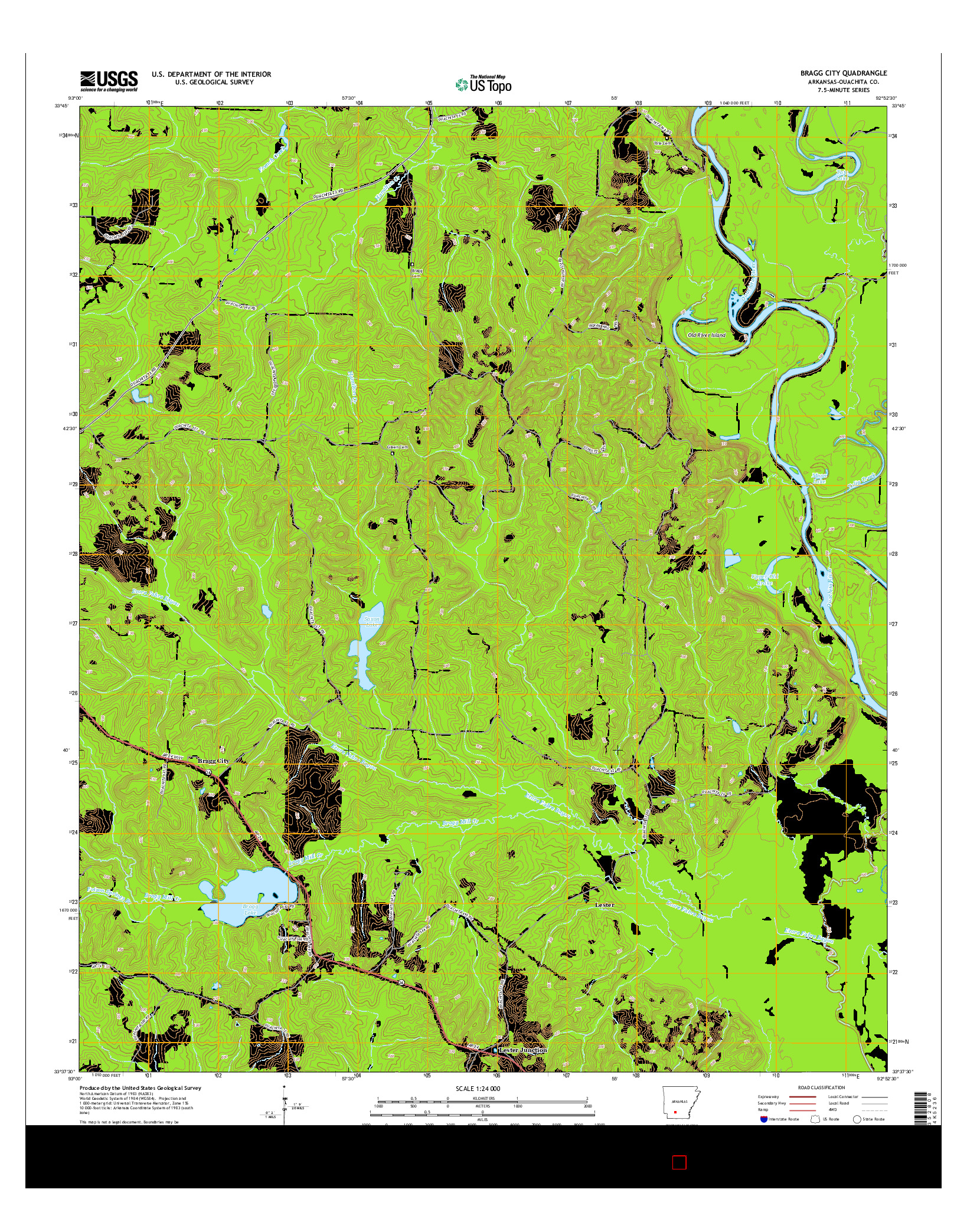 USGS US TOPO 7.5-MINUTE MAP FOR BRAGG CITY, AR 2014