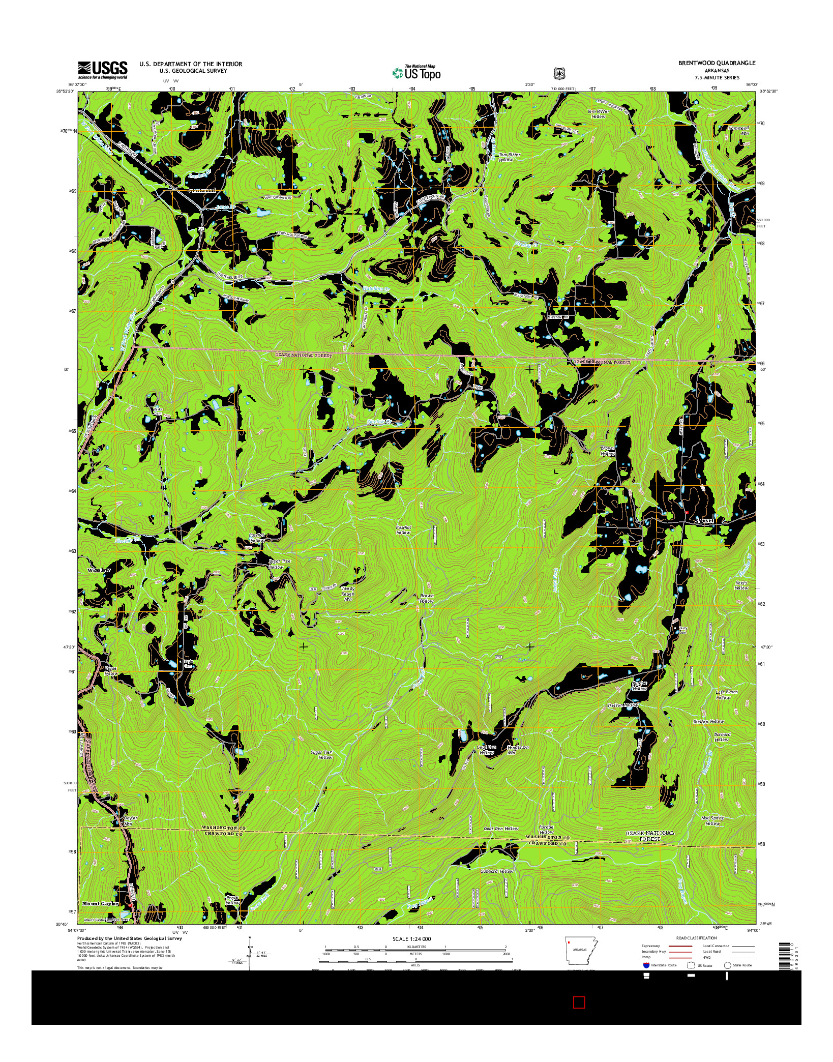 USGS US TOPO 7.5-MINUTE MAP FOR BRENTWOOD, AR 2014