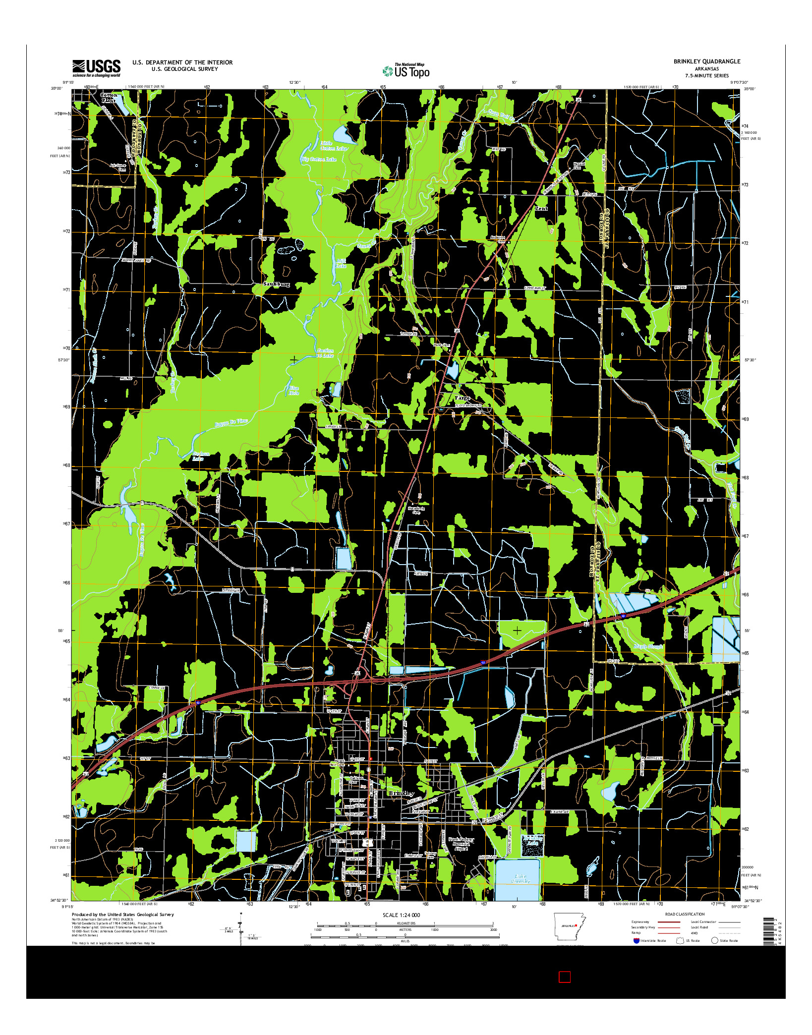 USGS US TOPO 7.5-MINUTE MAP FOR BRINKLEY, AR 2014