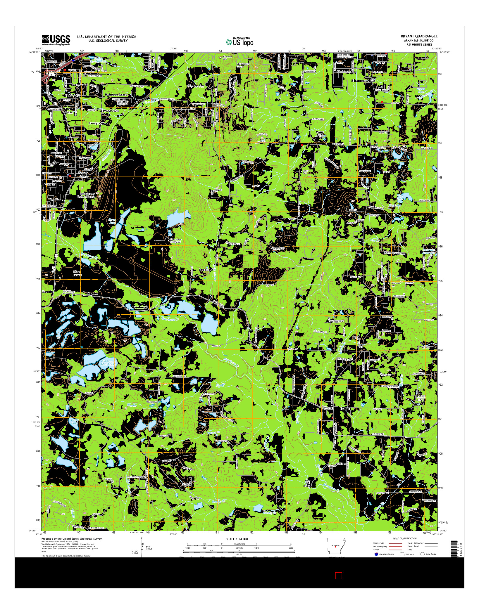 USGS US TOPO 7.5-MINUTE MAP FOR BRYANT, AR 2014