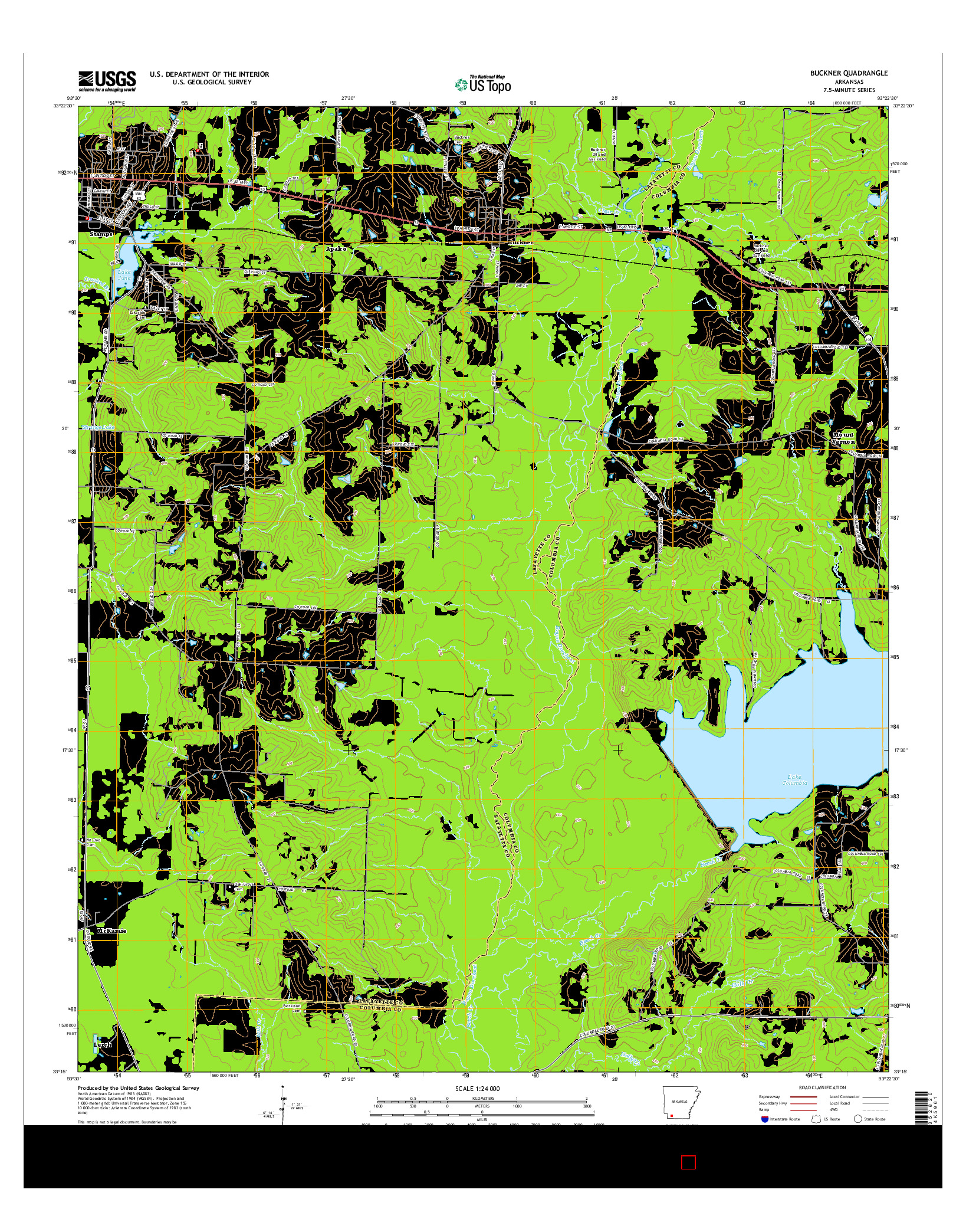 USGS US TOPO 7.5-MINUTE MAP FOR BUCKNER, AR 2014