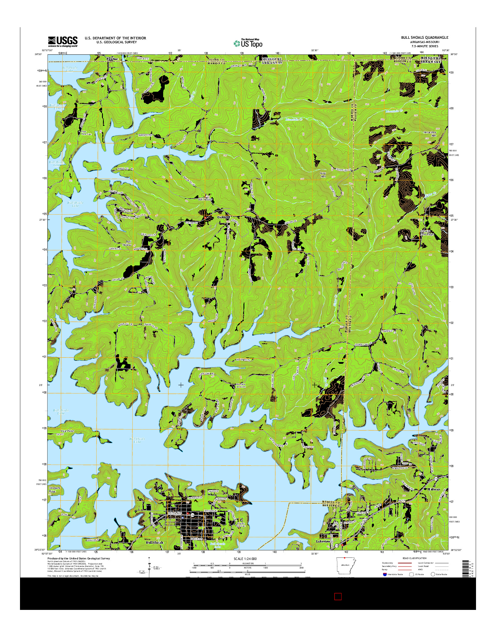 USGS US TOPO 7.5-MINUTE MAP FOR BULL SHOALS, AR-MO 2014