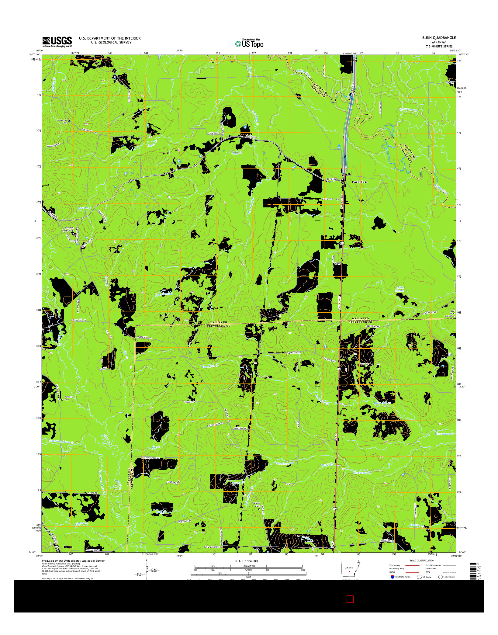 USGS US TOPO 7.5-MINUTE MAP FOR BUNN, AR 2014