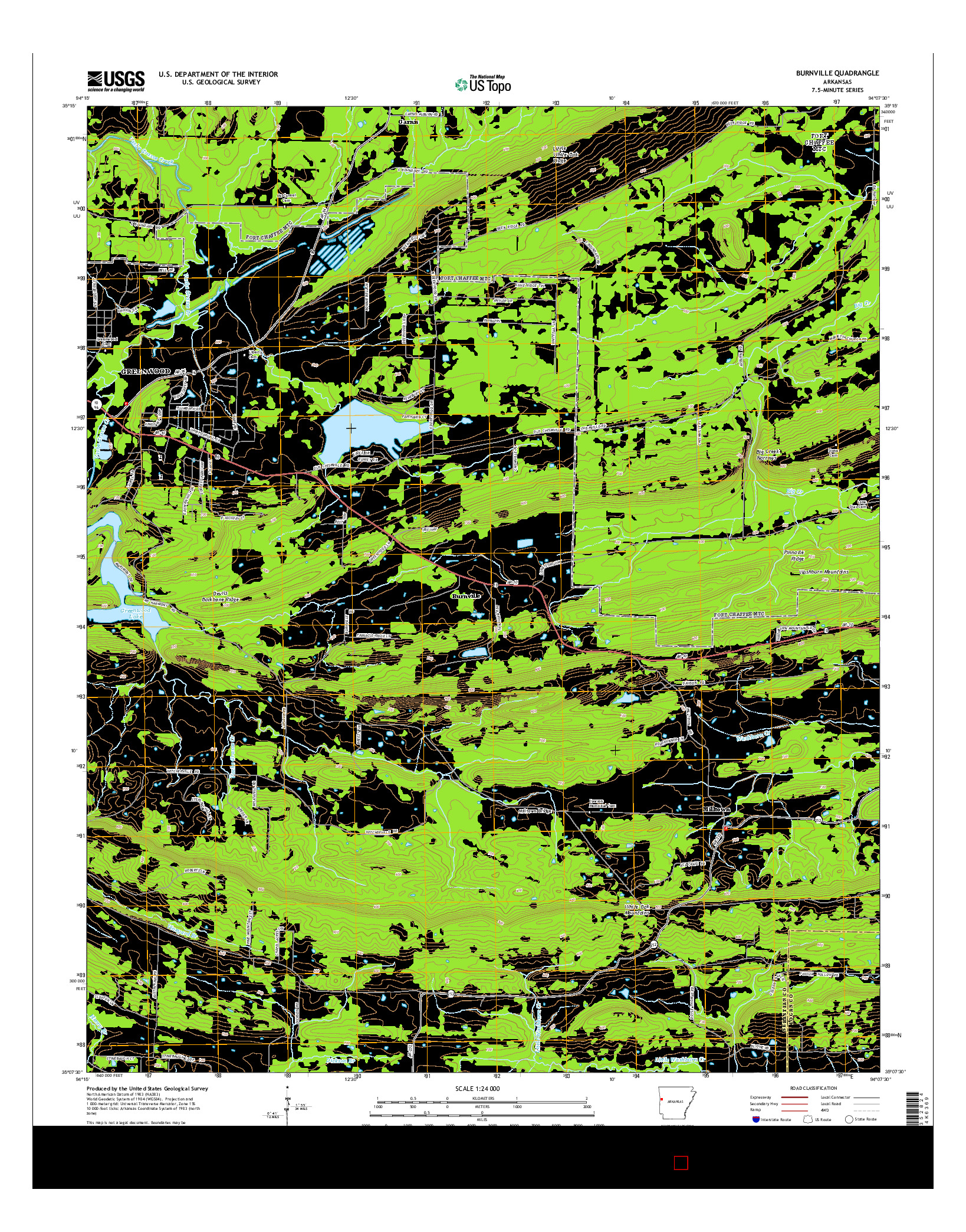 USGS US TOPO 7.5-MINUTE MAP FOR BURNVILLE, AR 2014