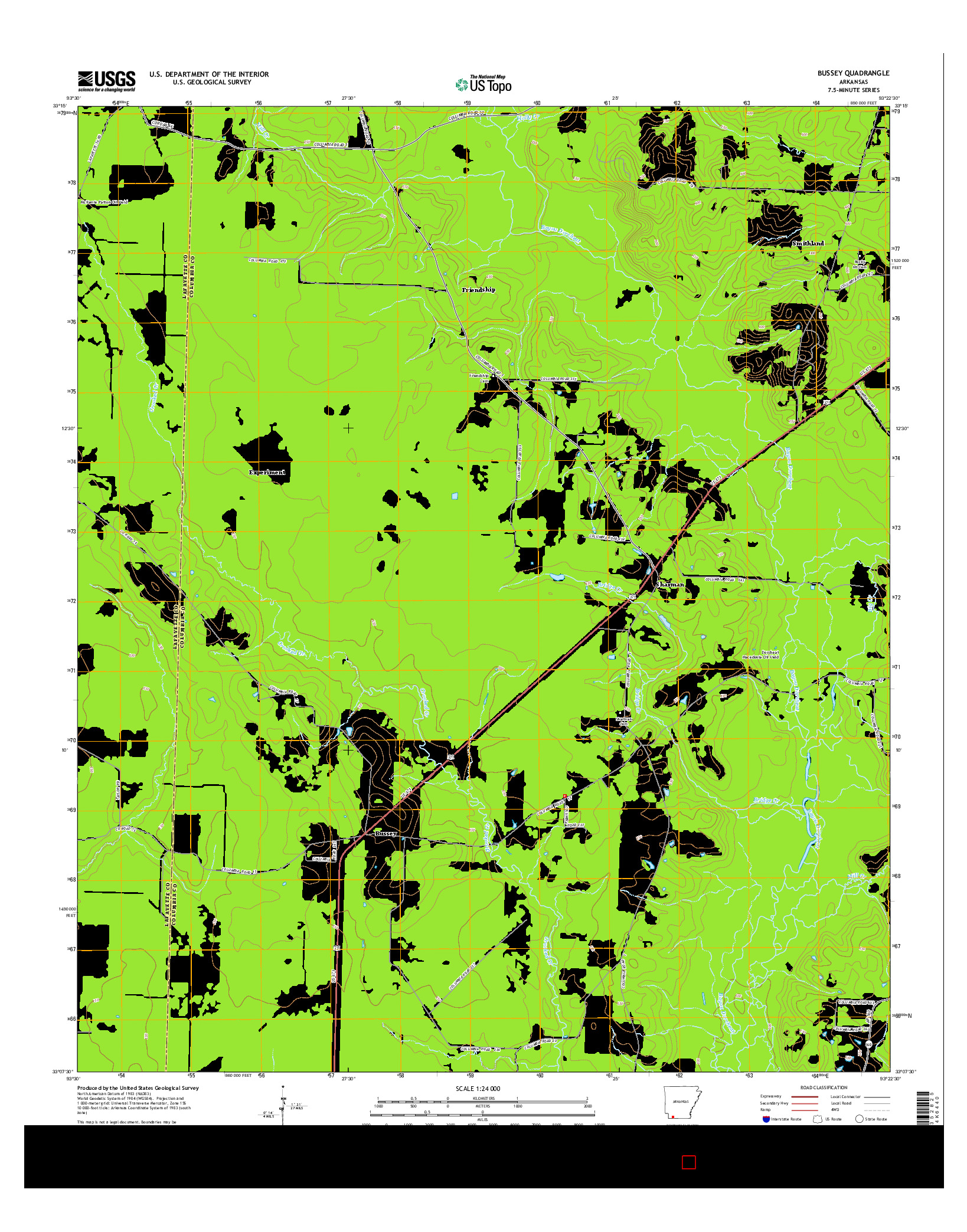 USGS US TOPO 7.5-MINUTE MAP FOR BUSSEY, AR 2014
