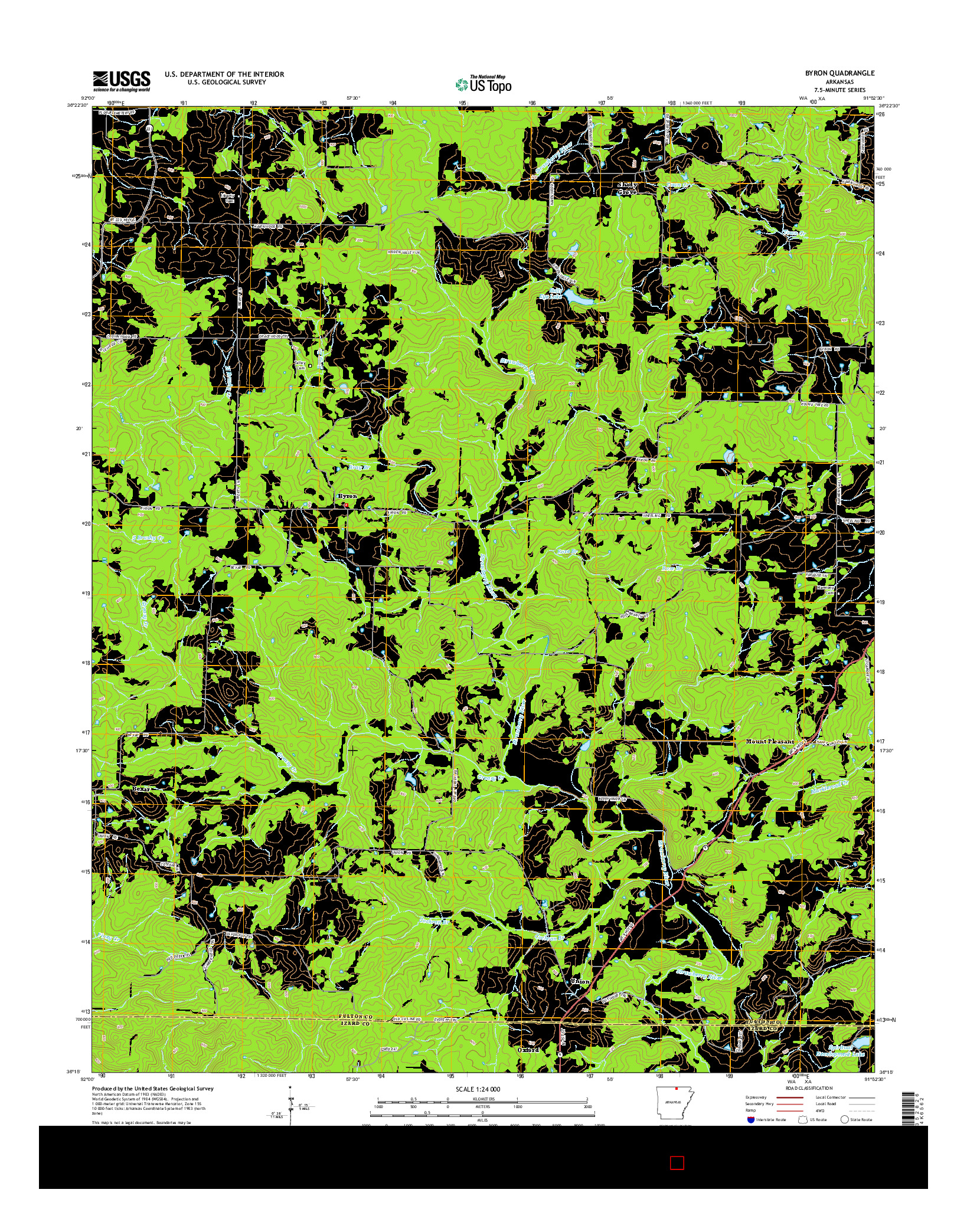 USGS US TOPO 7.5-MINUTE MAP FOR BYRON, AR 2014