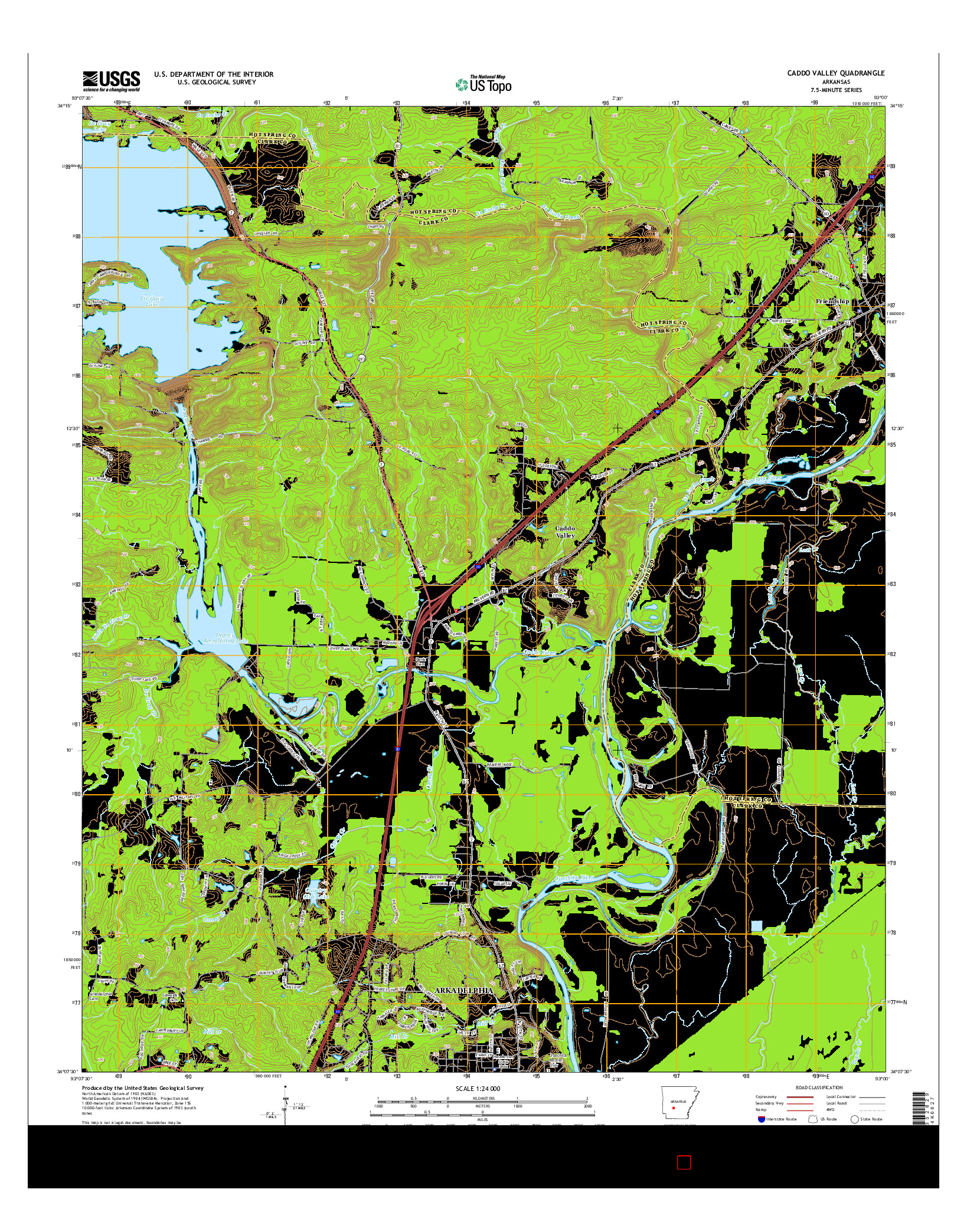USGS US TOPO 7.5-MINUTE MAP FOR CADDO VALLEY, AR 2014