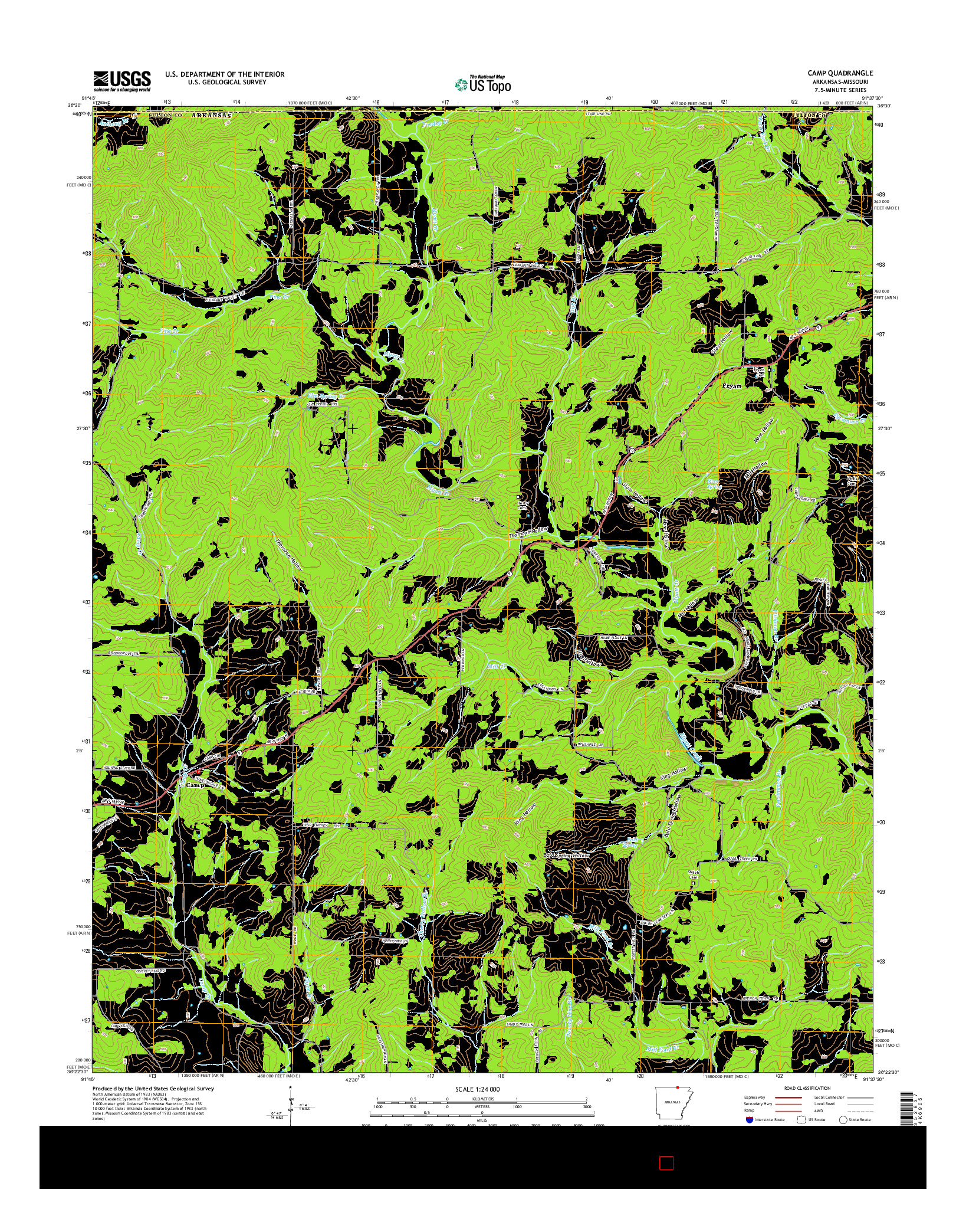 USGS US TOPO 7.5-MINUTE MAP FOR CAMP, AR-MO 2014