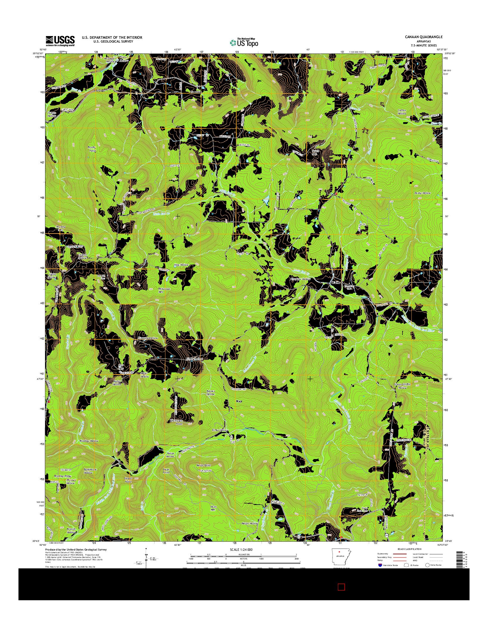 USGS US TOPO 7.5-MINUTE MAP FOR CANAAN, AR 2014