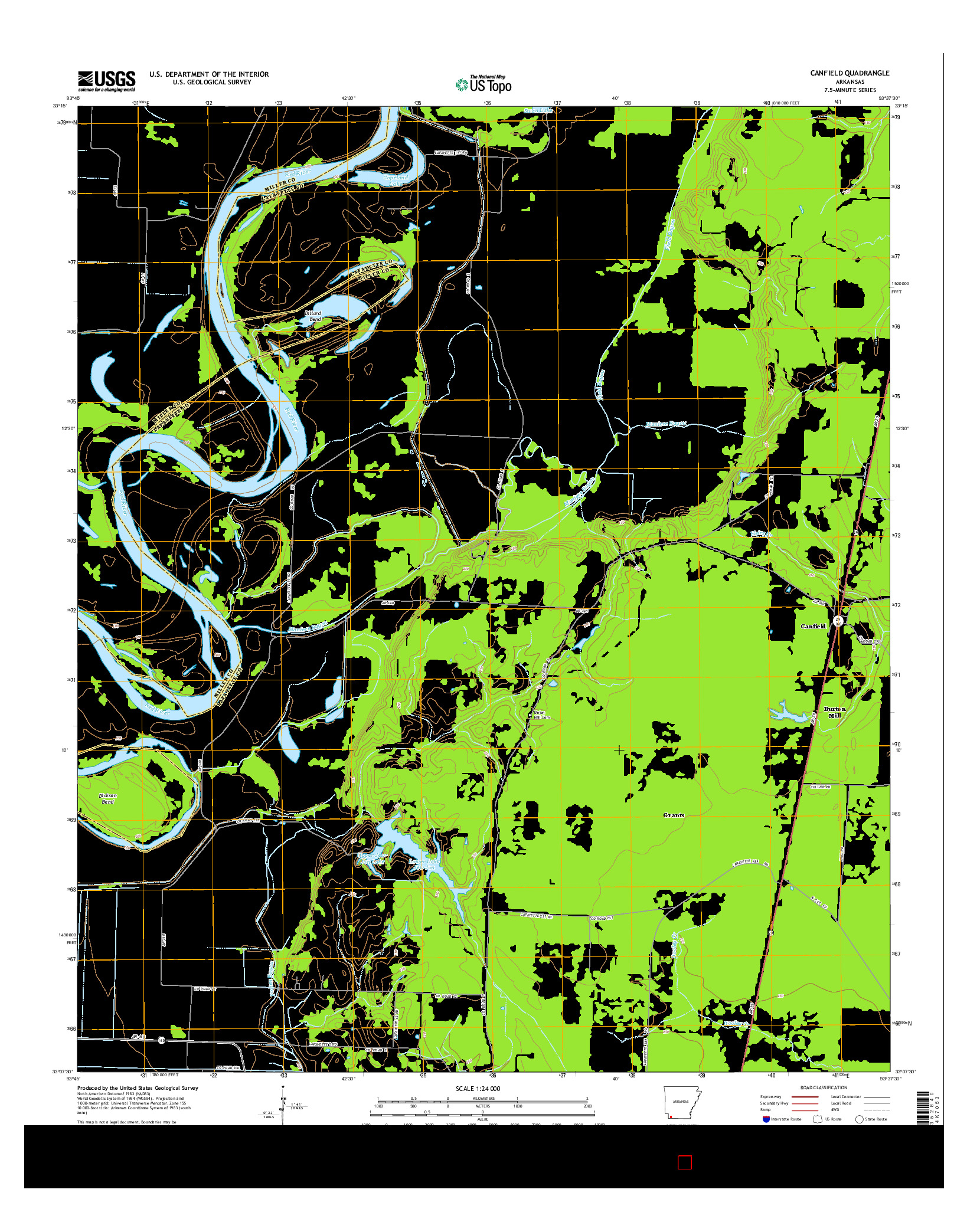 USGS US TOPO 7.5-MINUTE MAP FOR CANFIELD, AR 2014