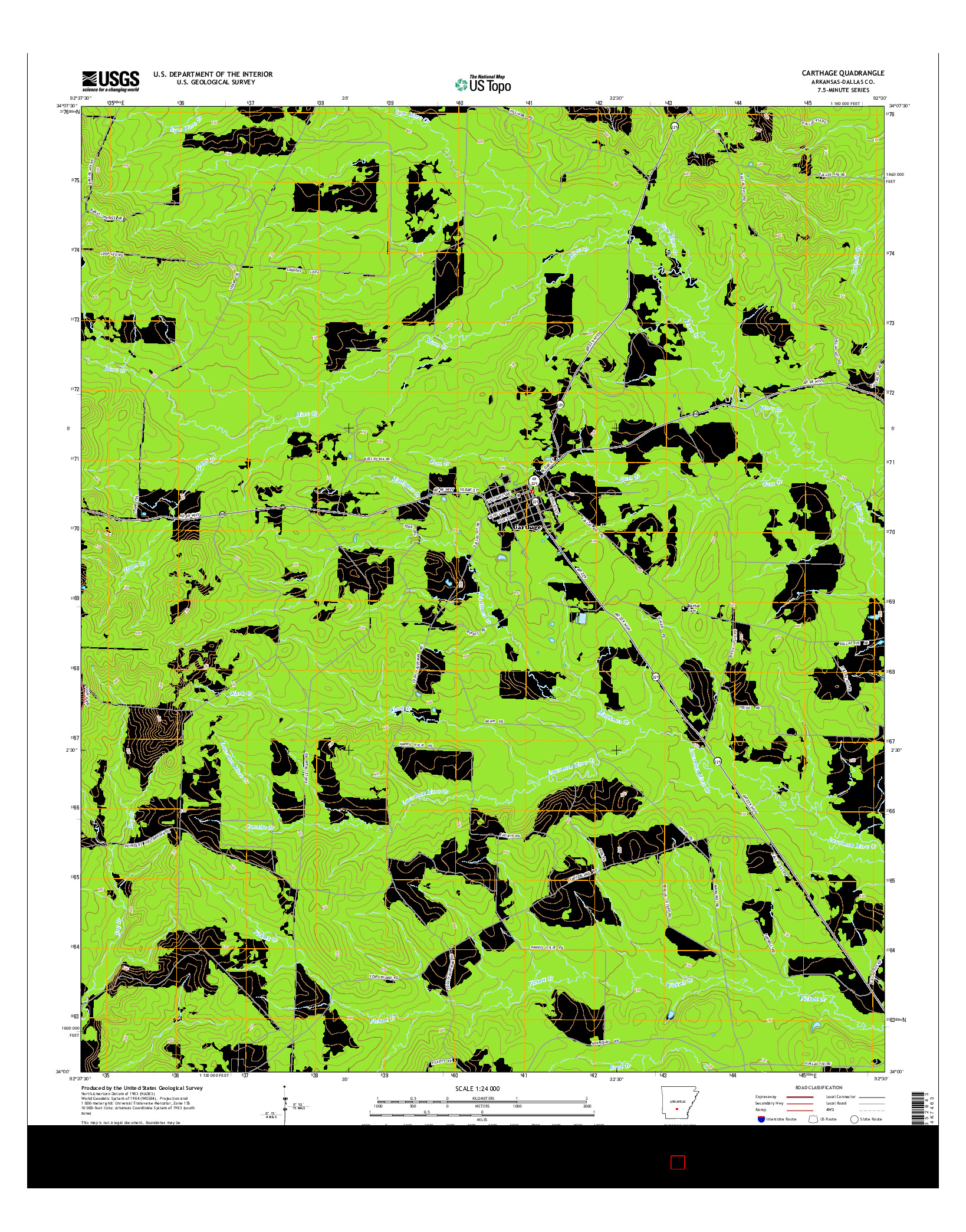 USGS US TOPO 7.5-MINUTE MAP FOR CARTHAGE, AR 2014