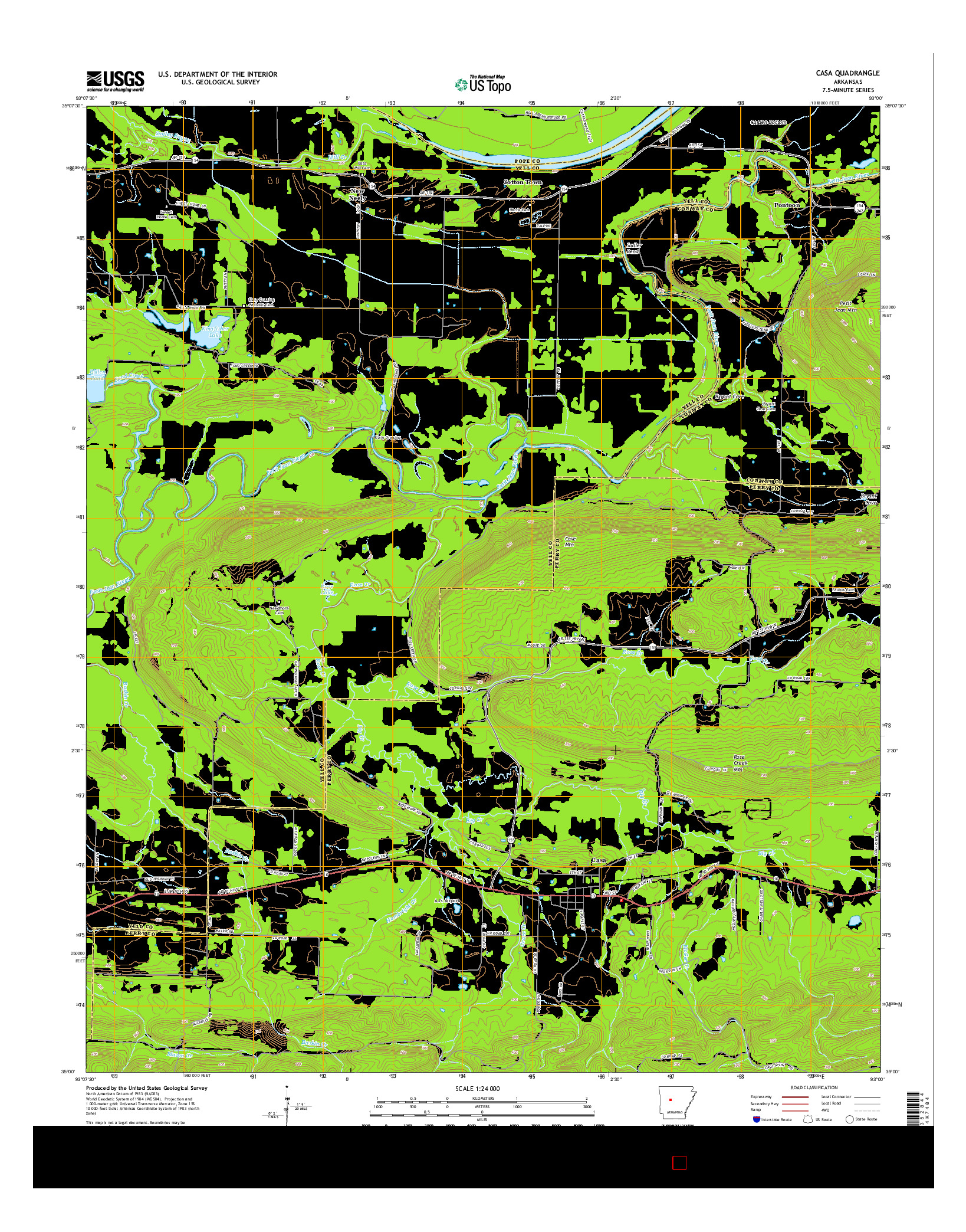 USGS US TOPO 7.5-MINUTE MAP FOR CASA, AR 2014