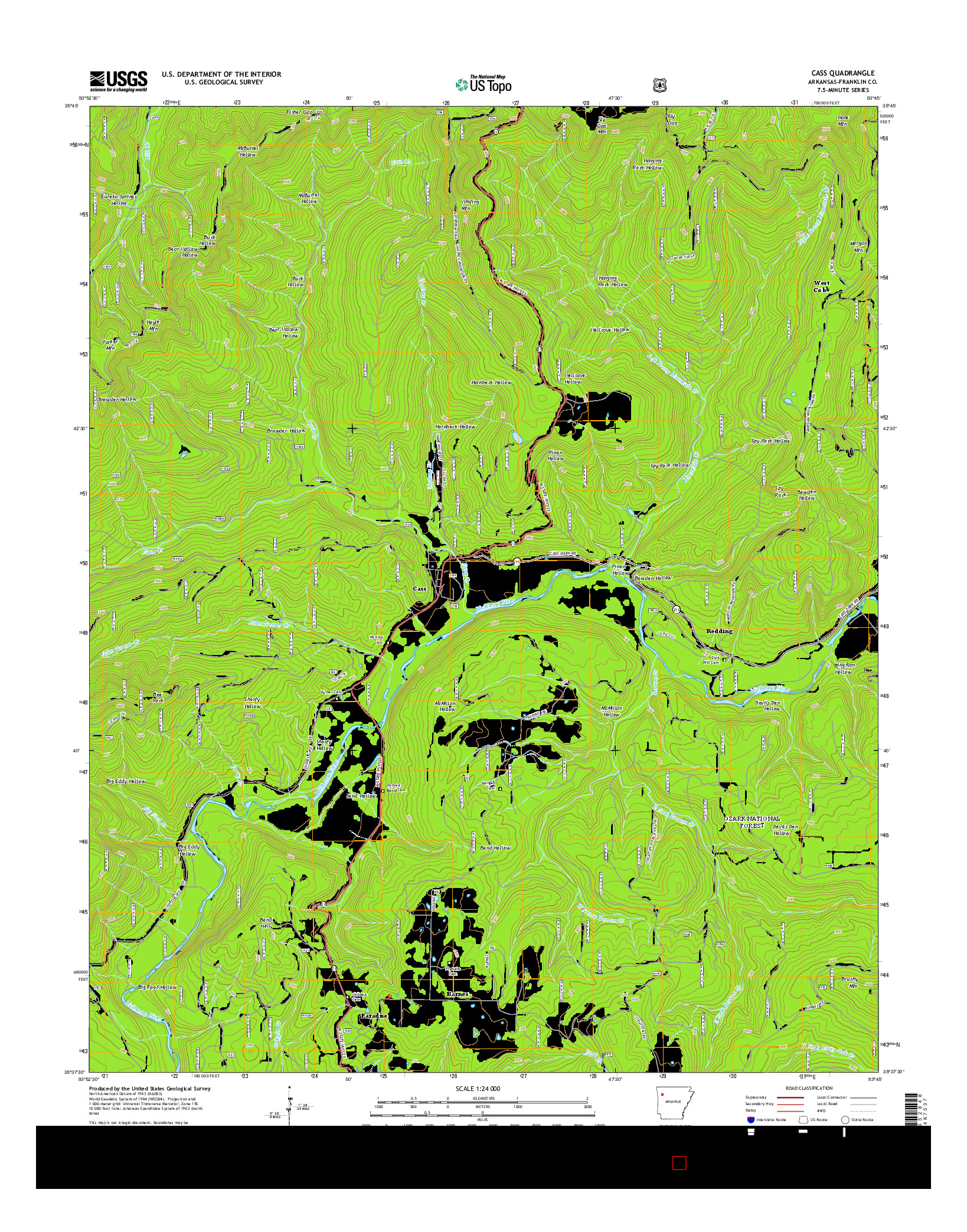 USGS US TOPO 7.5-MINUTE MAP FOR CASS, AR 2014