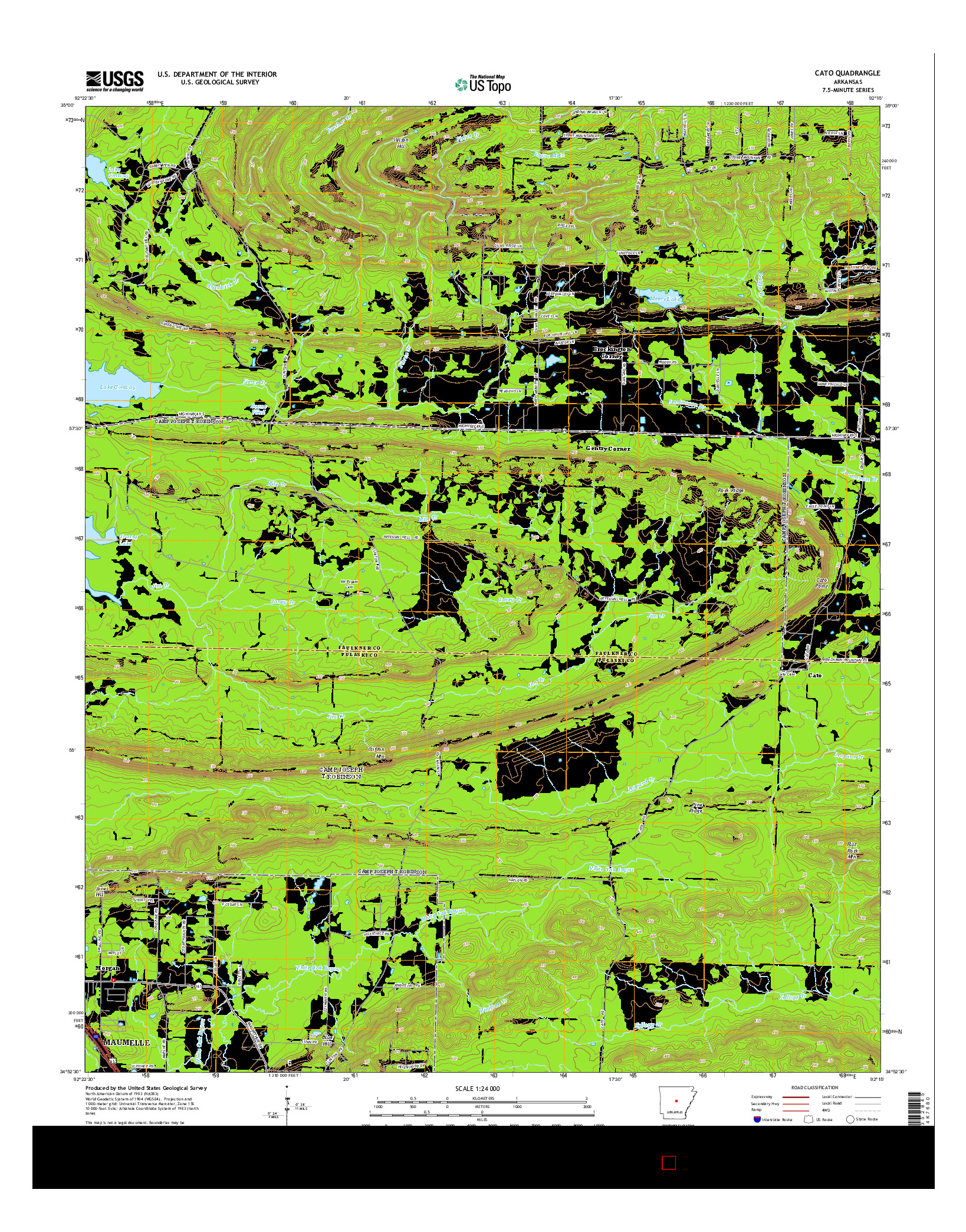 USGS US TOPO 7.5-MINUTE MAP FOR CATO, AR 2014