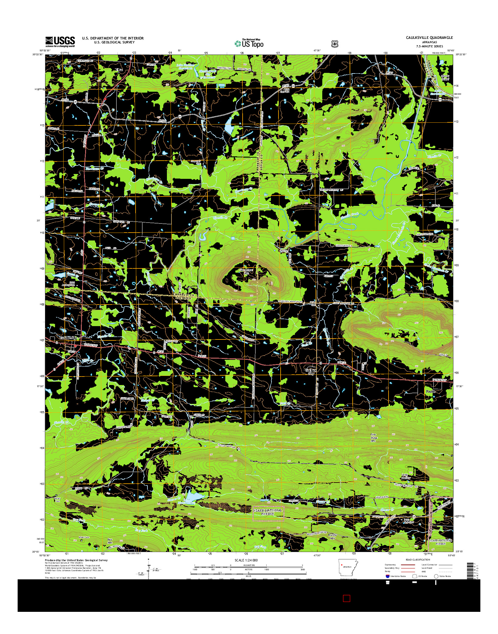 USGS US TOPO 7.5-MINUTE MAP FOR CAULKSVILLE, AR 2014