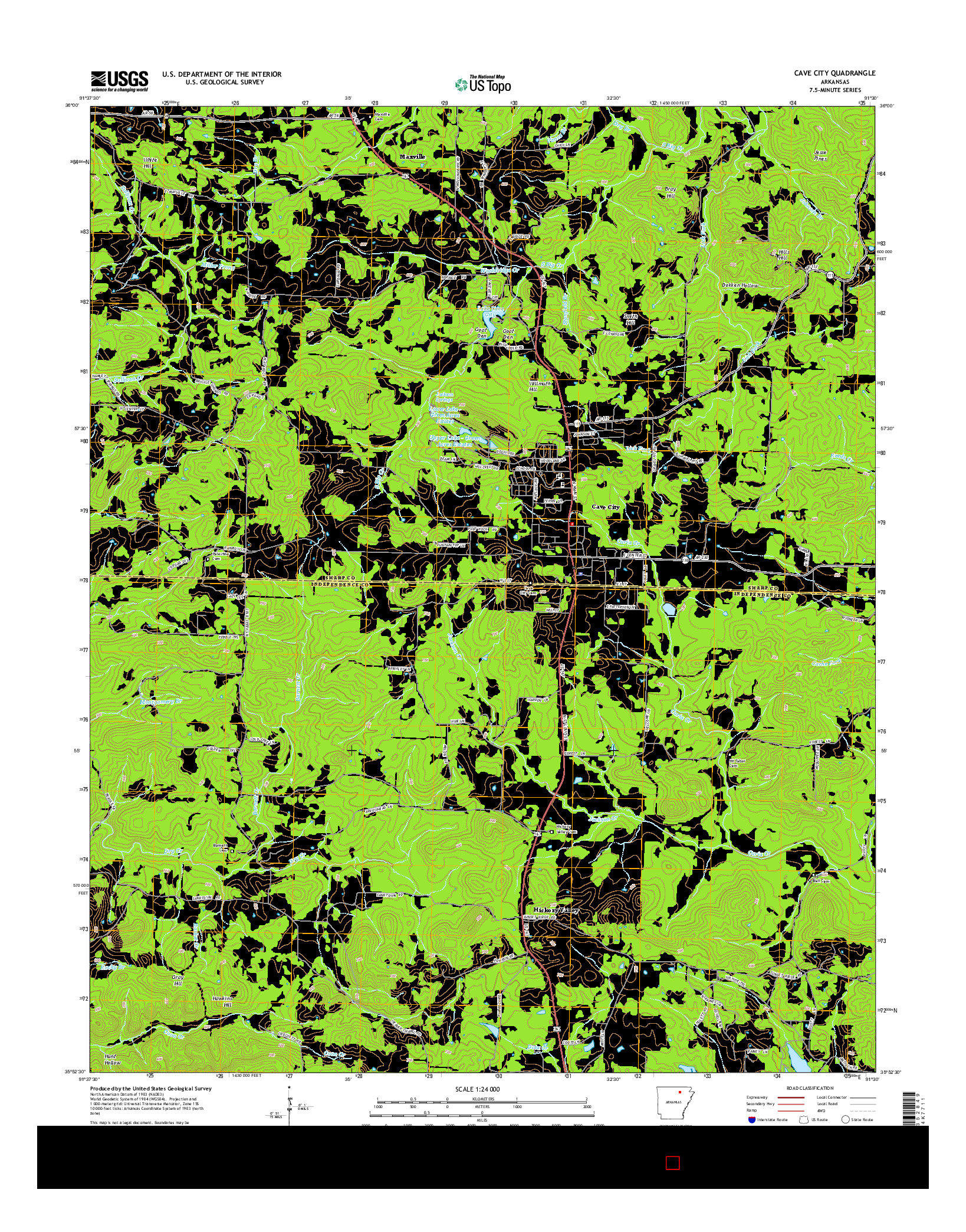 USGS US TOPO 7.5-MINUTE MAP FOR CAVE CITY, AR 2014