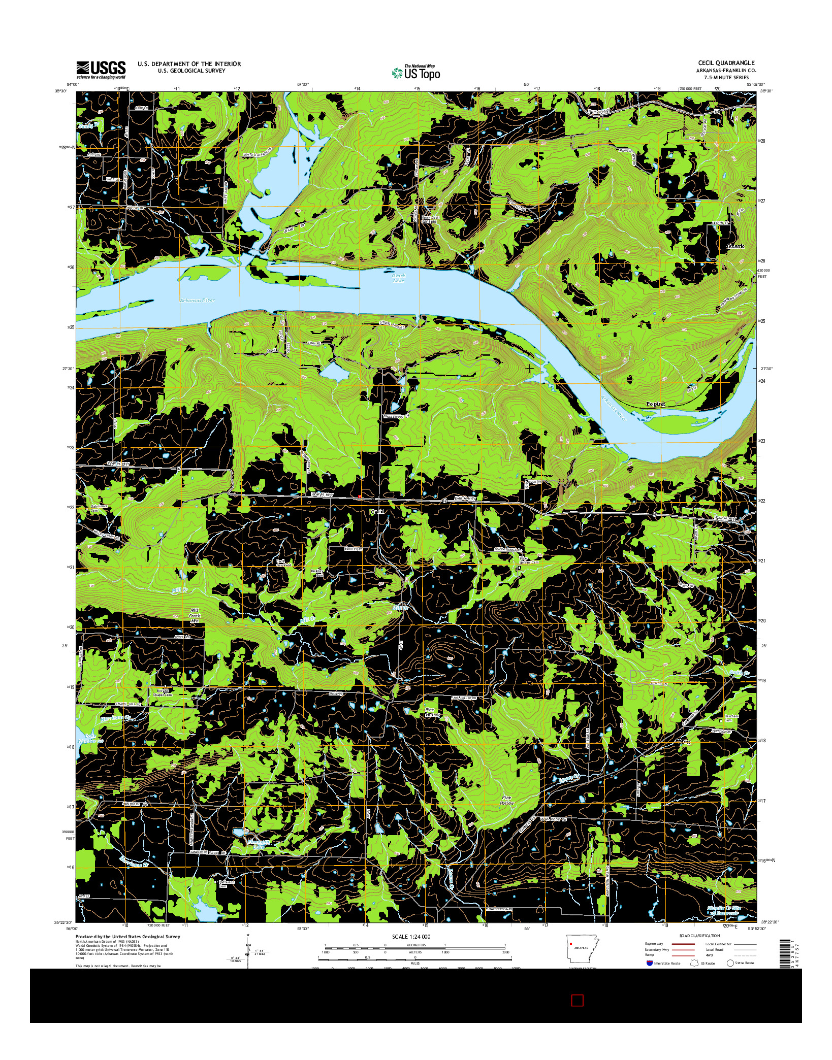 USGS US TOPO 7.5-MINUTE MAP FOR CECIL, AR 2014