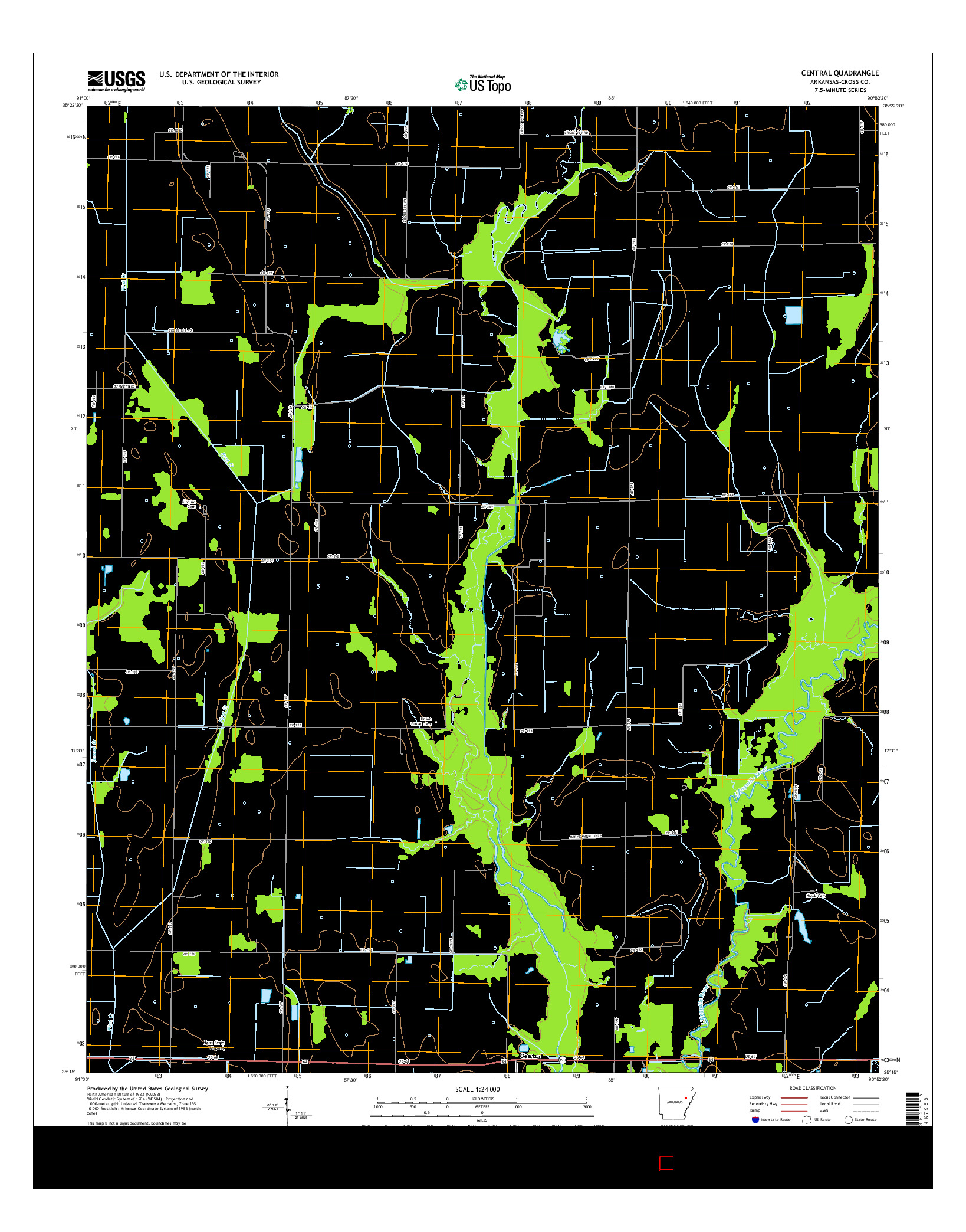 USGS US TOPO 7.5-MINUTE MAP FOR CENTRAL, AR 2014