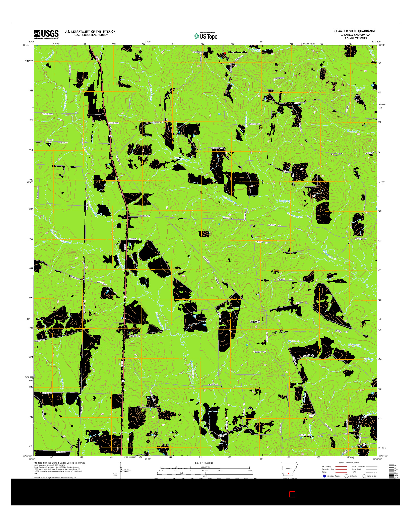 USGS US TOPO 7.5-MINUTE MAP FOR CHAMBERSVILLE, AR 2014