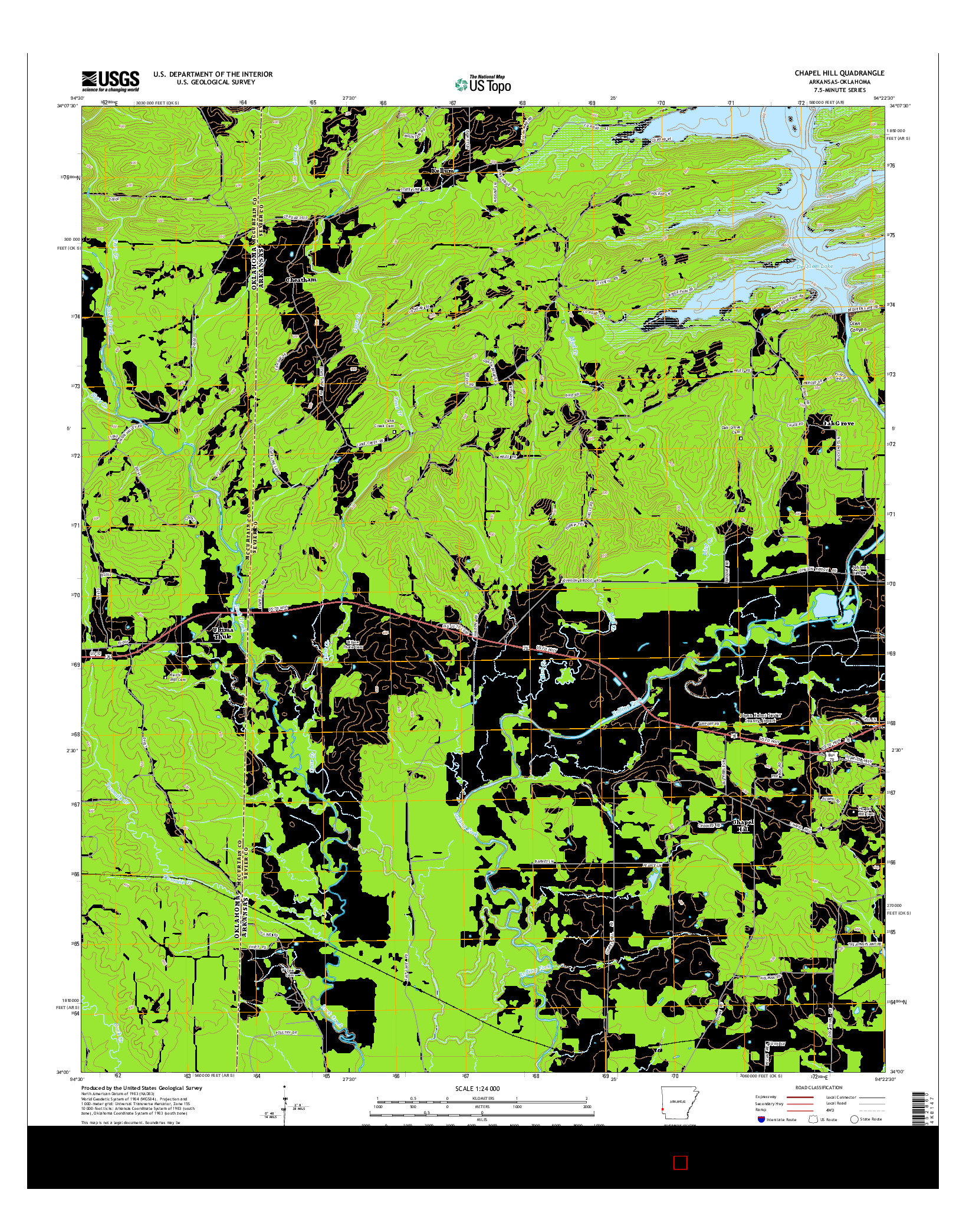 USGS US TOPO 7.5-MINUTE MAP FOR CHAPEL HILL, AR-OK 2014
