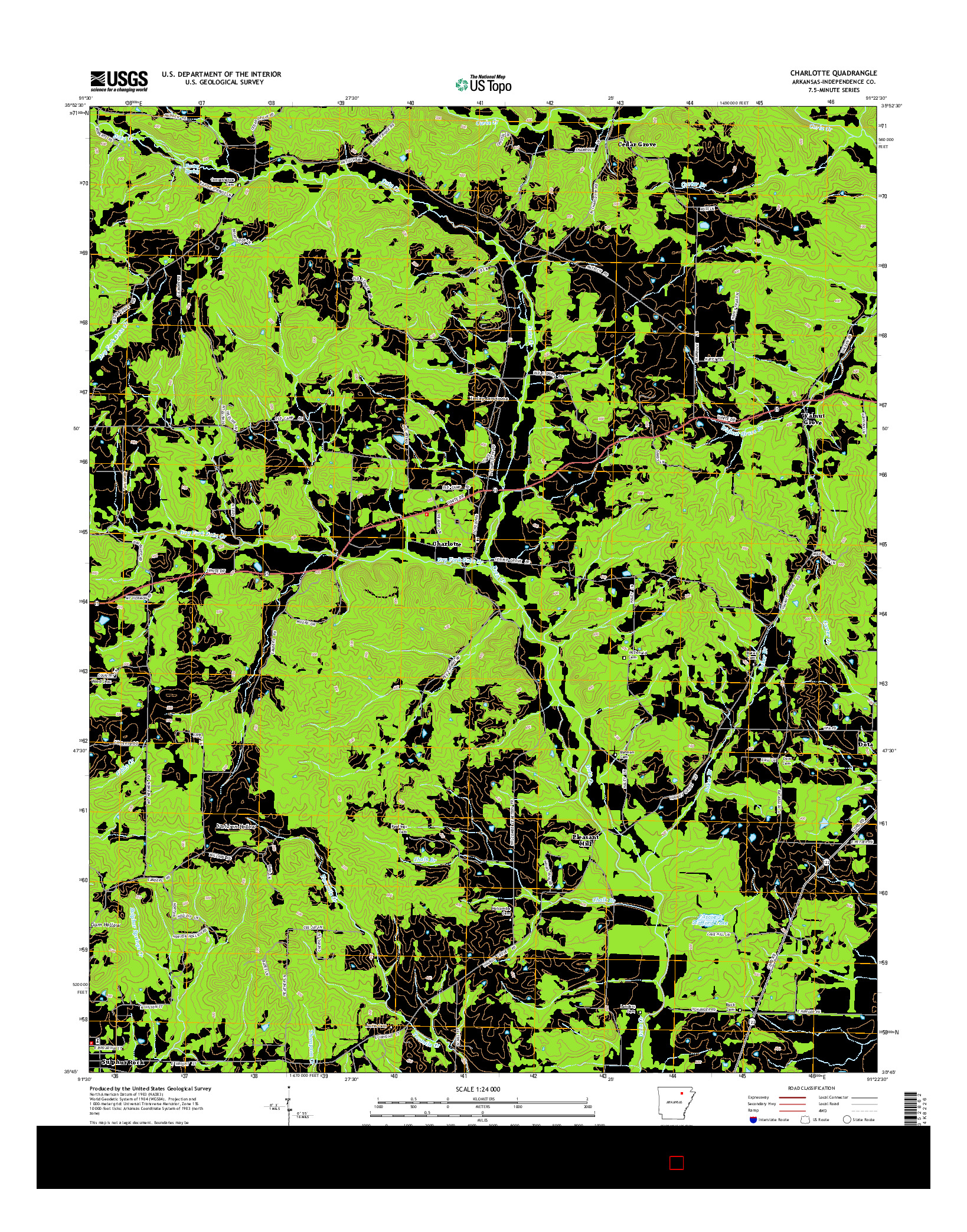 USGS US TOPO 7.5-MINUTE MAP FOR CHARLOTTE, AR 2014