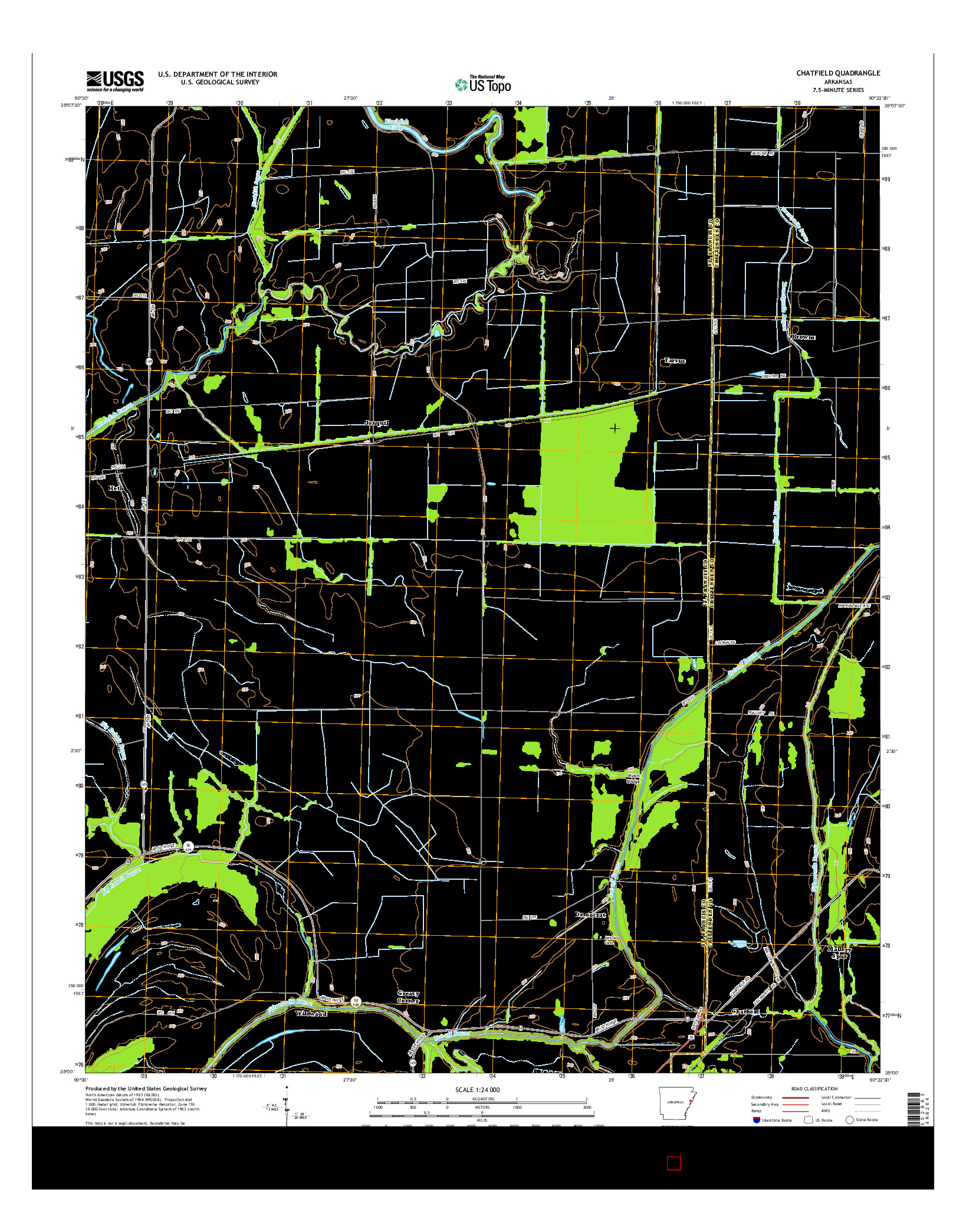 USGS US TOPO 7.5-MINUTE MAP FOR CHATFIELD, AR 2014