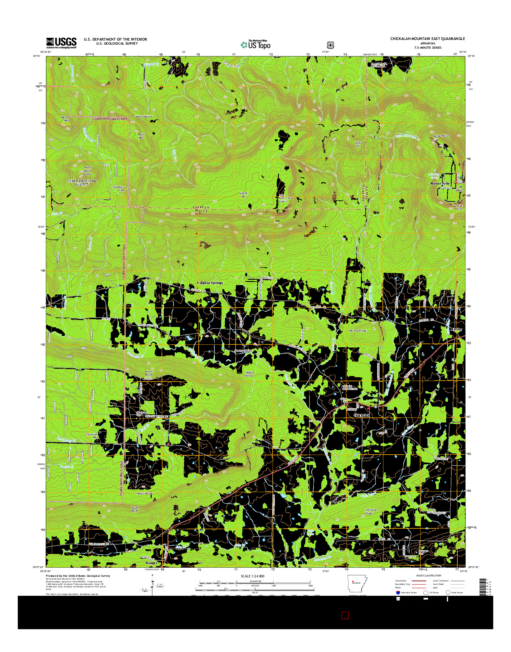 USGS US TOPO 7.5-MINUTE MAP FOR CHICKALAH MOUNTAIN EAST, AR 2014