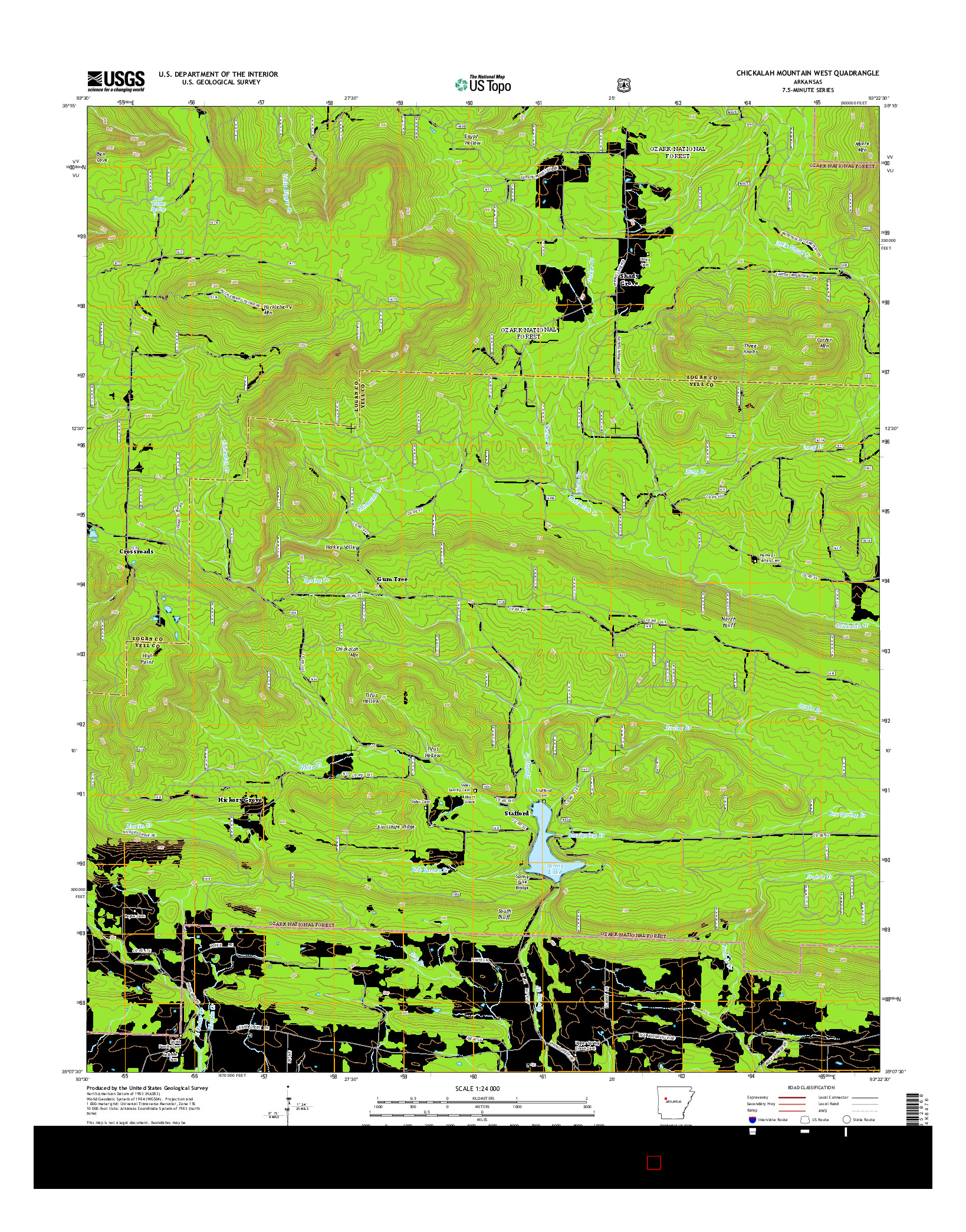 USGS US TOPO 7.5-MINUTE MAP FOR CHICKALAH MOUNTAIN WEST, AR 2014