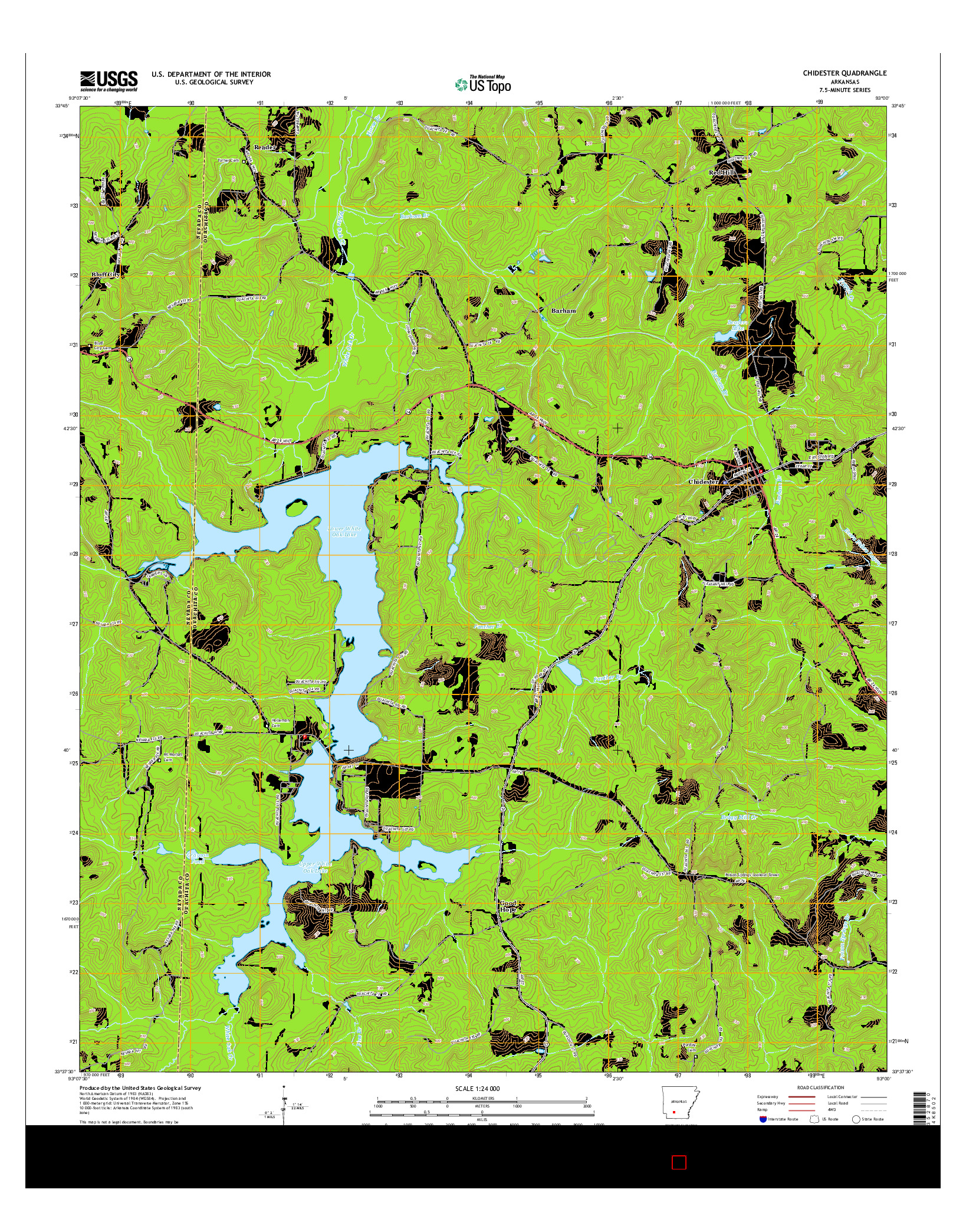 USGS US TOPO 7.5-MINUTE MAP FOR CHIDESTER, AR 2014