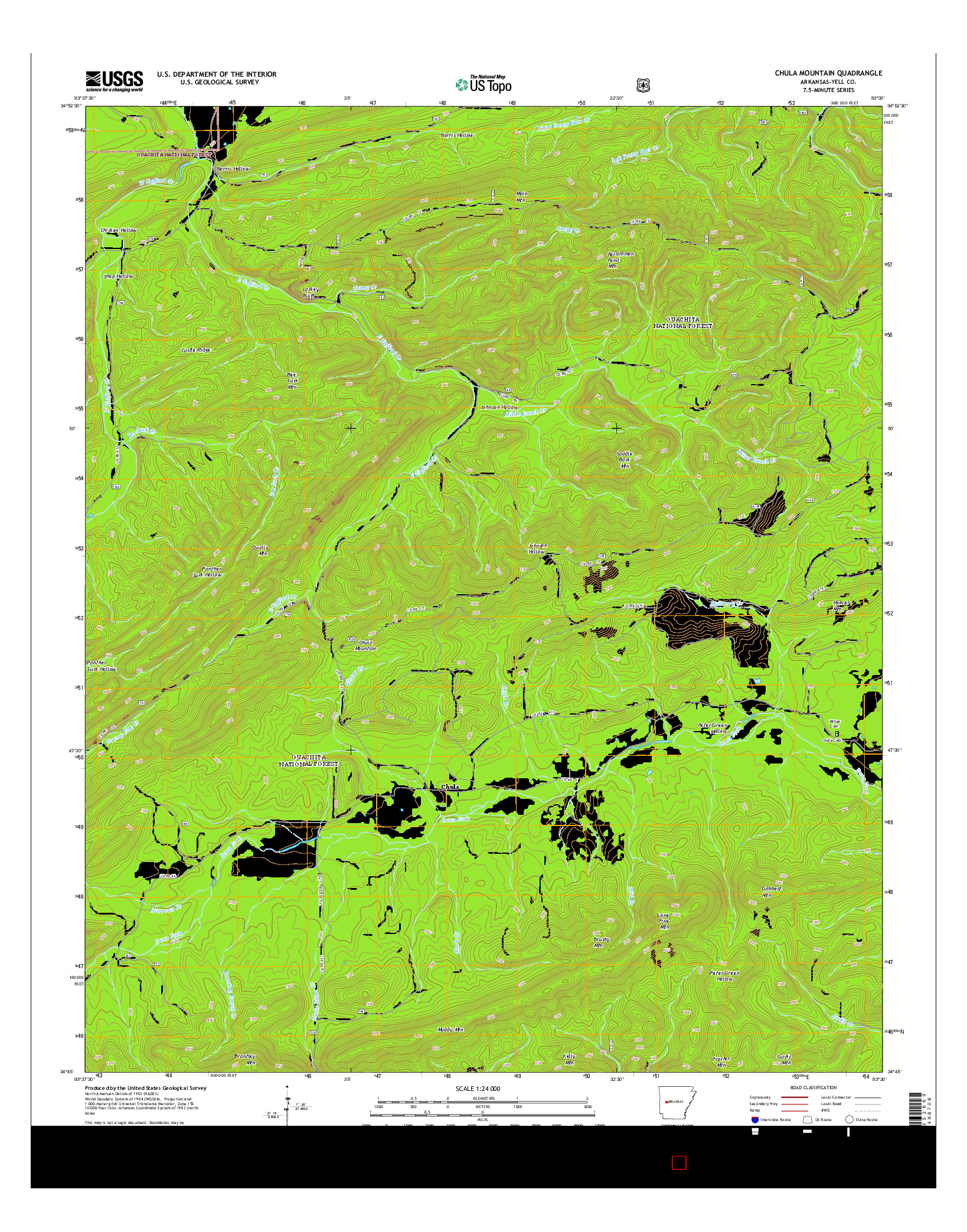 USGS US TOPO 7.5-MINUTE MAP FOR CHULA MOUNTAIN, AR 2014