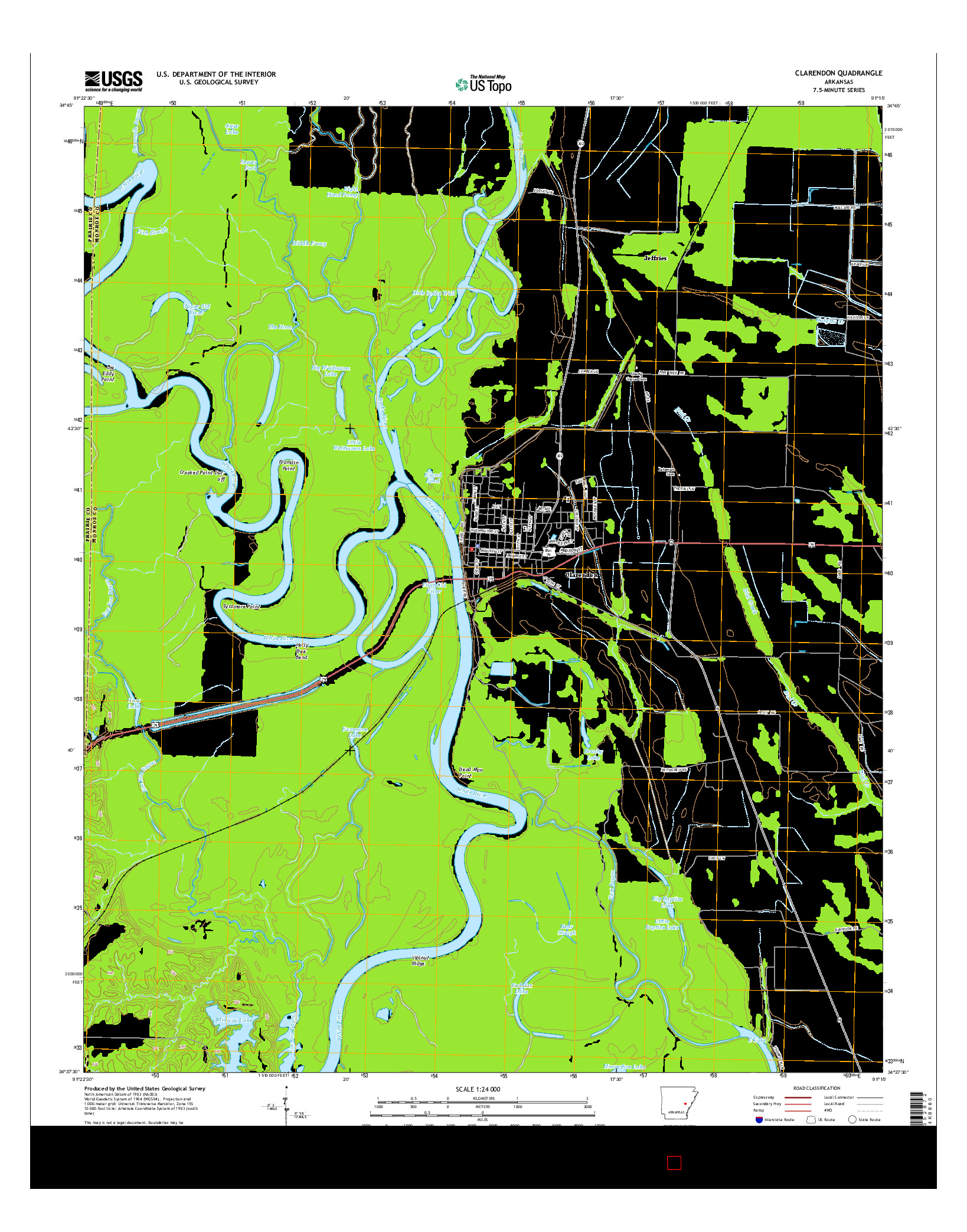 USGS US TOPO 7.5-MINUTE MAP FOR CLARENDON, AR 2014