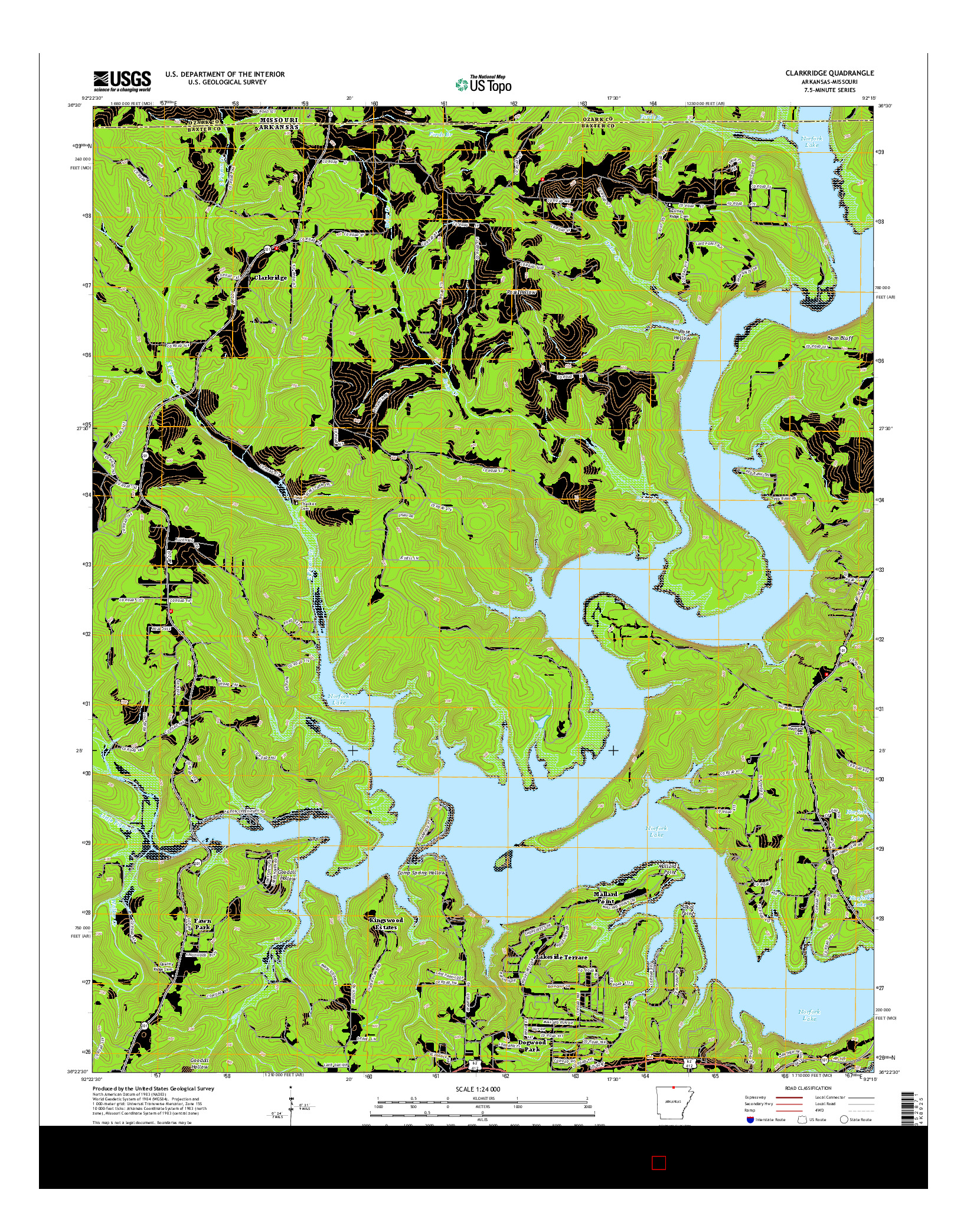 USGS US TOPO 7.5-MINUTE MAP FOR CLARKRIDGE, AR-MO 2014
