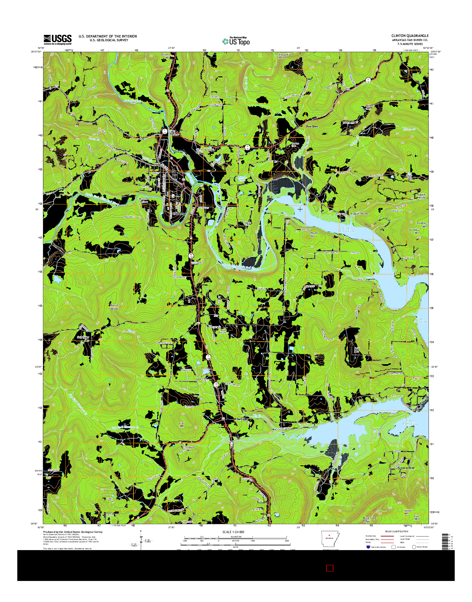 USGS US TOPO 7.5-MINUTE MAP FOR CLINTON, AR 2014