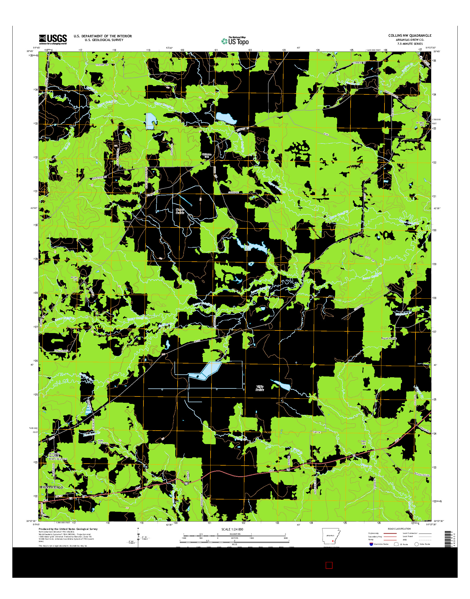 USGS US TOPO 7.5-MINUTE MAP FOR COLLINS NW, AR 2014