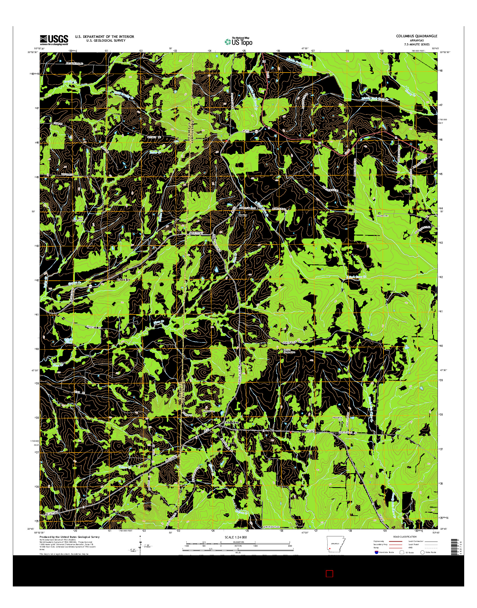 USGS US TOPO 7.5-MINUTE MAP FOR COLUMBUS, AR 2014