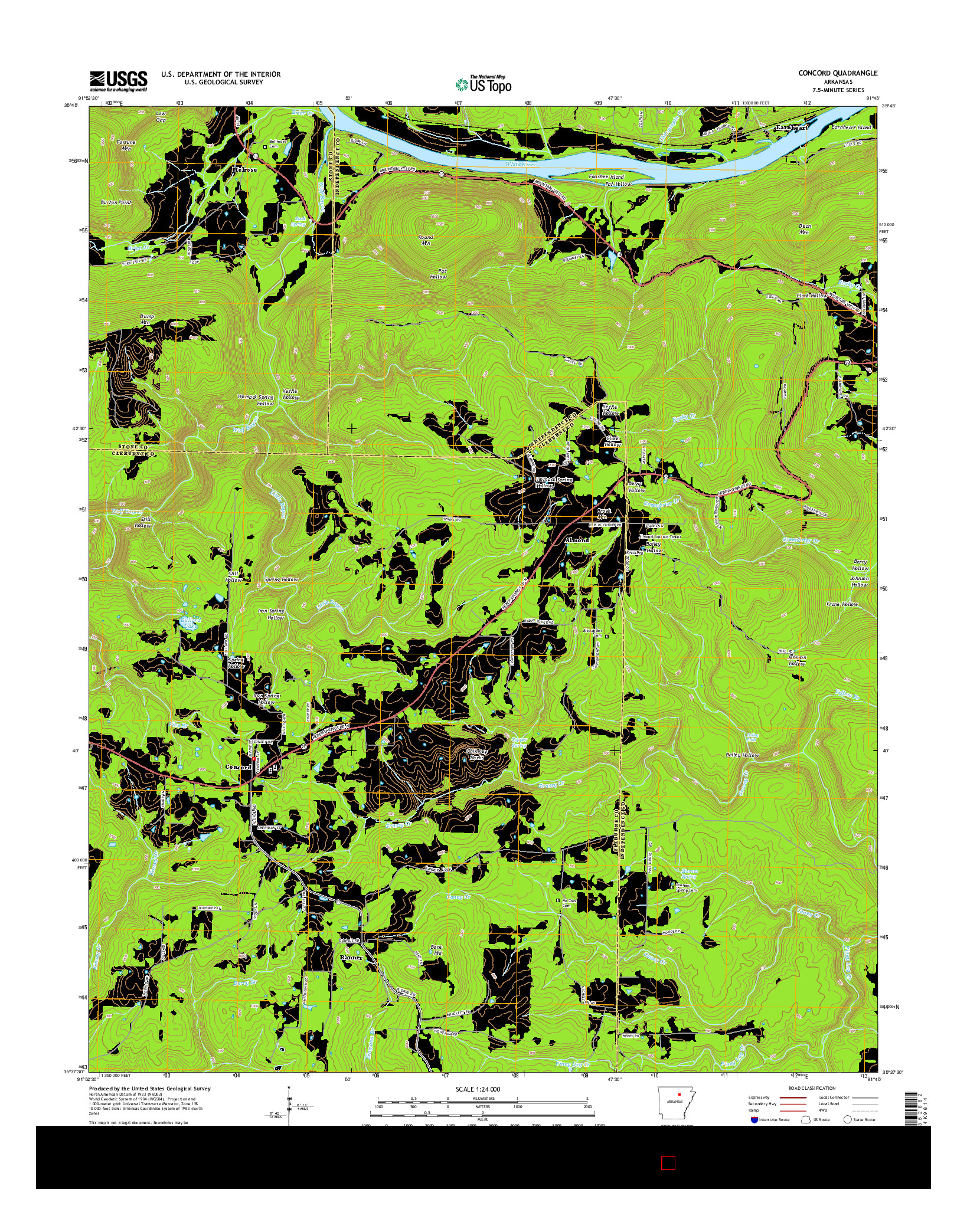 USGS US TOPO 7.5-MINUTE MAP FOR CONCORD, AR 2014